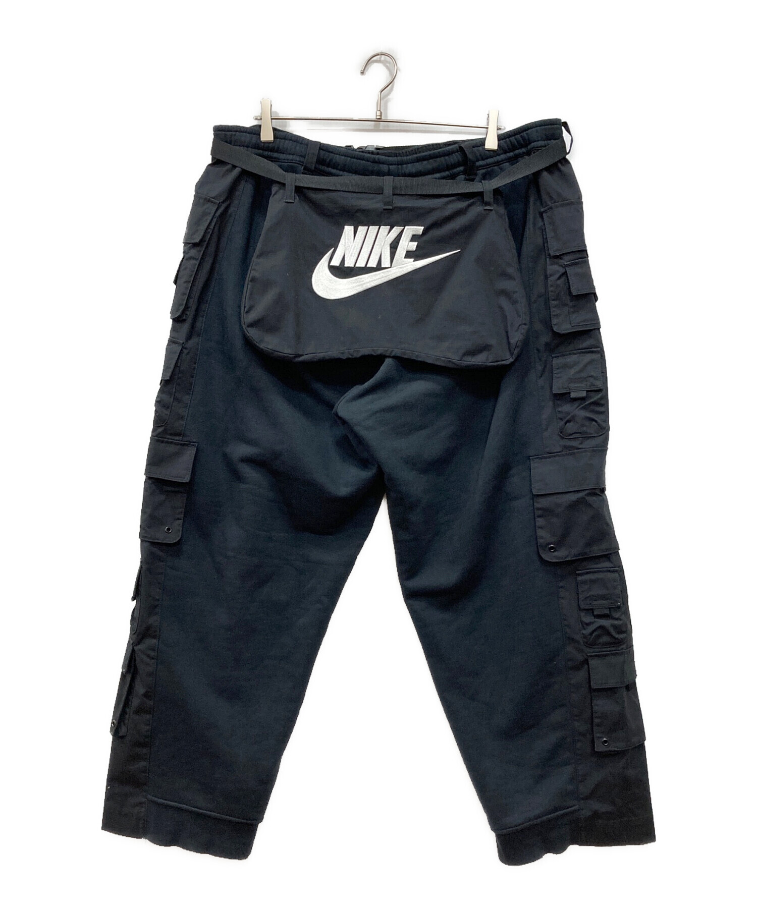 ナイキ NIKE ピースマイナスワン NRG CF WODE PANTS サイズ:M スウェット切り替えマルチポケットワイドカーゴロングパンツ 中古 BS99 NIKE (ナイキ) PEACEMINUSONE (ピースマイナスワン) NRG CF WIDE PANTS ブラック サイズ:L