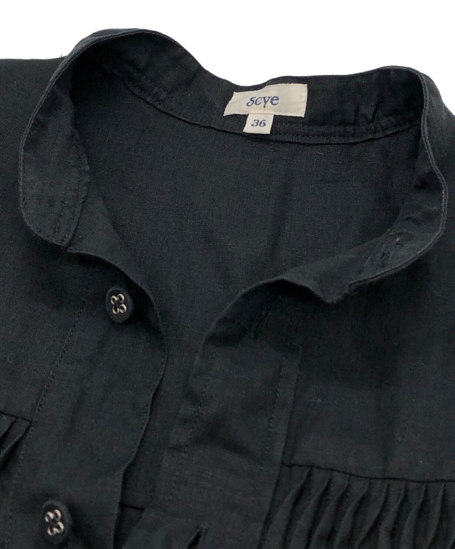 中古・古着通販】SCYE (サイ) リネン高密度タック ブラウス ブラック 