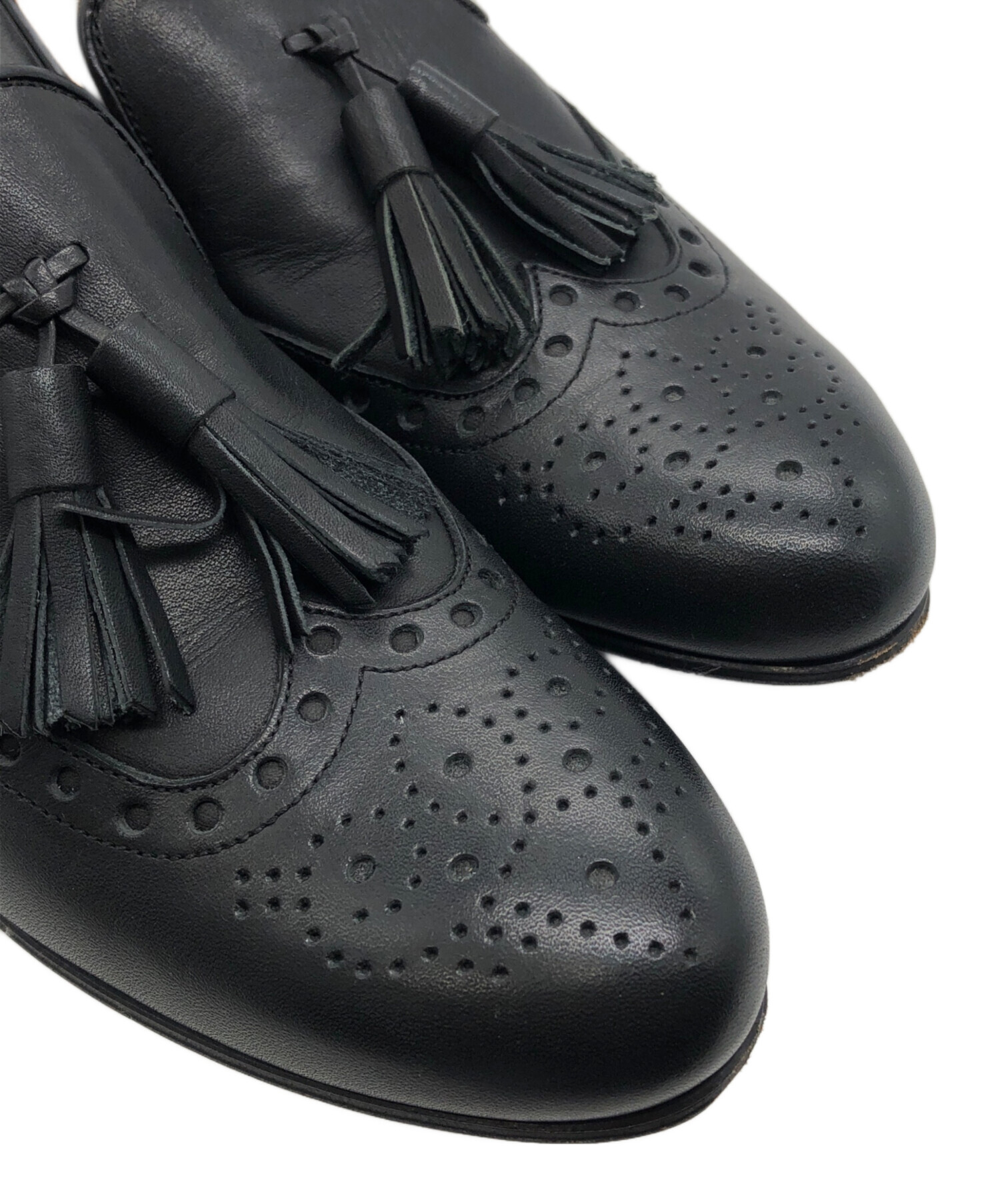 ✨美品✨chausser ローファー ウイングチップタッセルレザーブラック24 中古・古着通販】chausser (ショセ) ローファー ウイングチップ