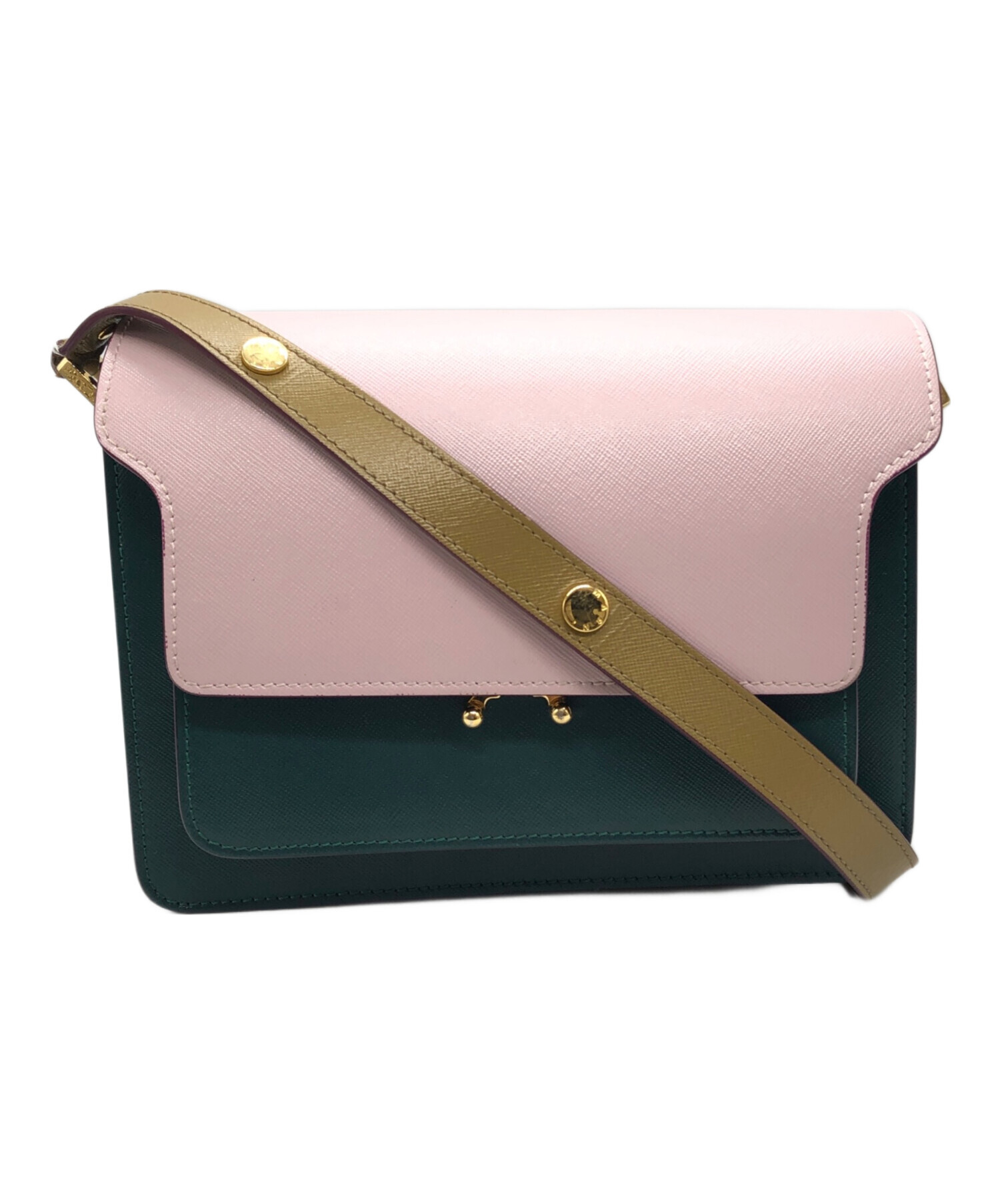 中古・古着通販】MARNI (マルニ) TRUNK MEDIUM BAG ピンク×グリーン 