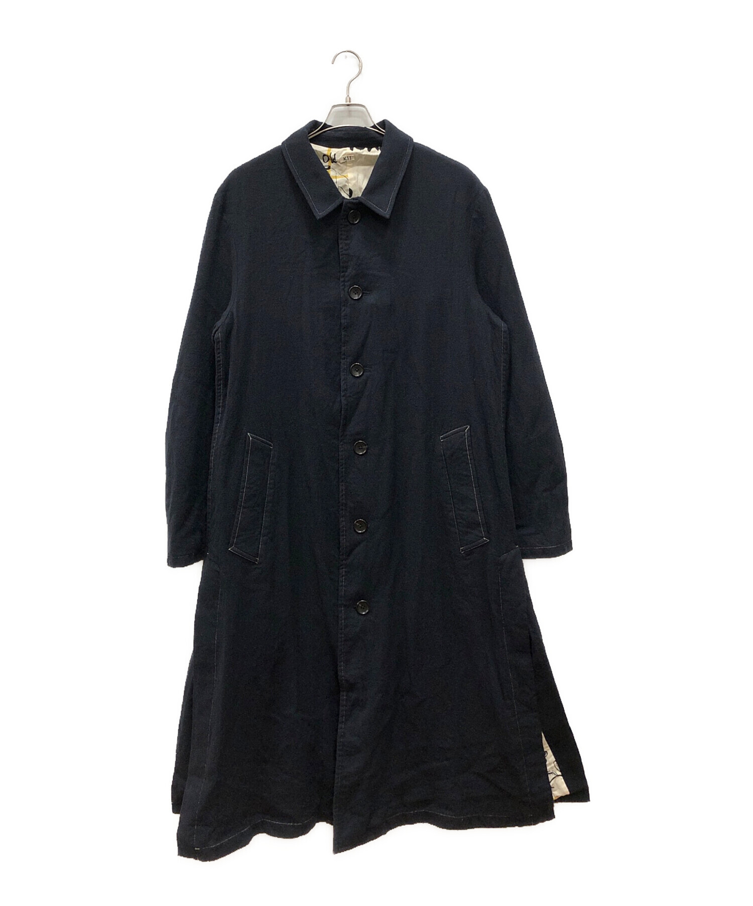 khoki ロングコート　サイズ2 中古・古着通販】KHOKI (コッキ) washed wool coat ネイビー サイズ:M