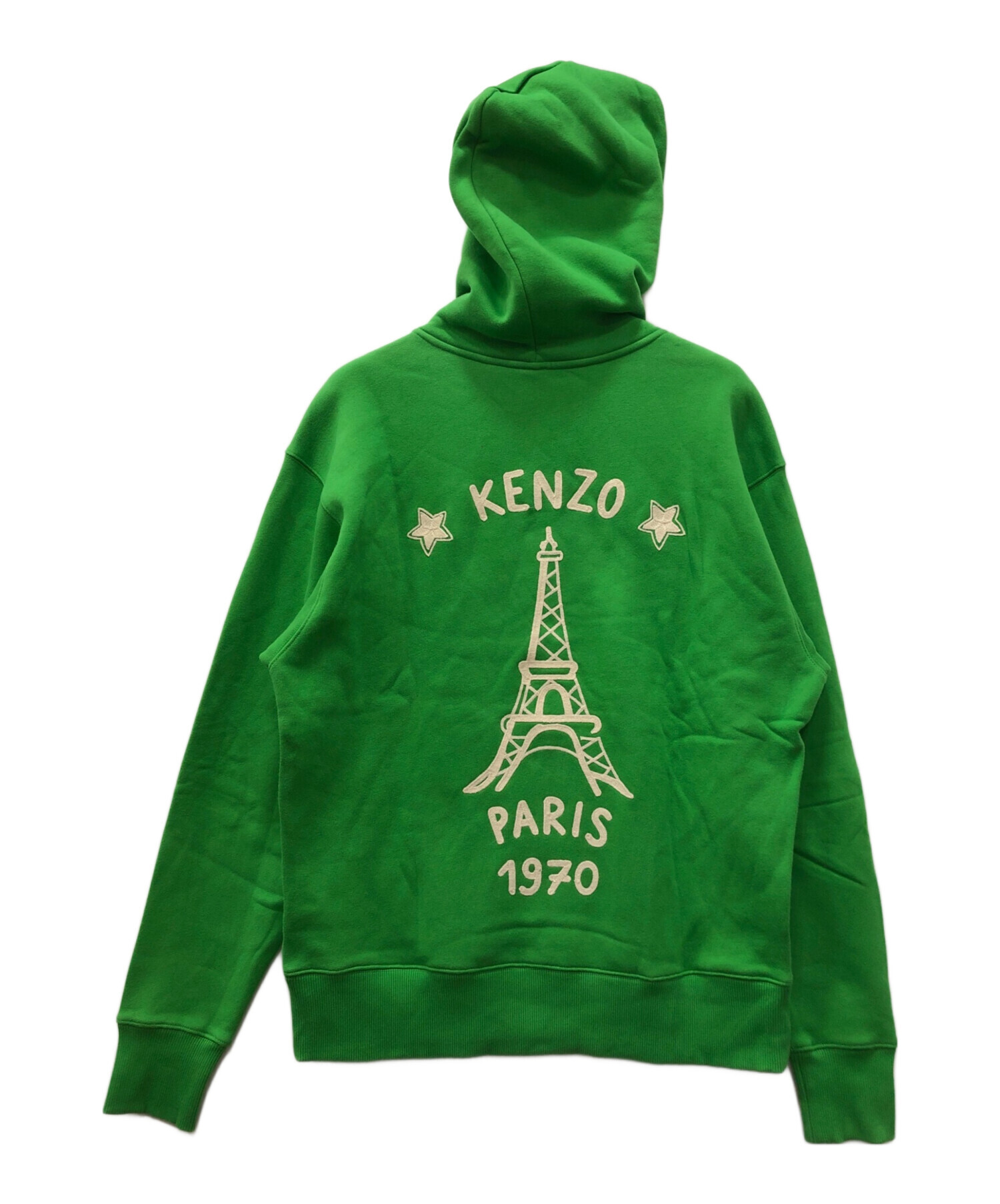 中古・古着通販】KENZO (ケンゾー) ロゴ刺繍パーカー グリーン サイズ