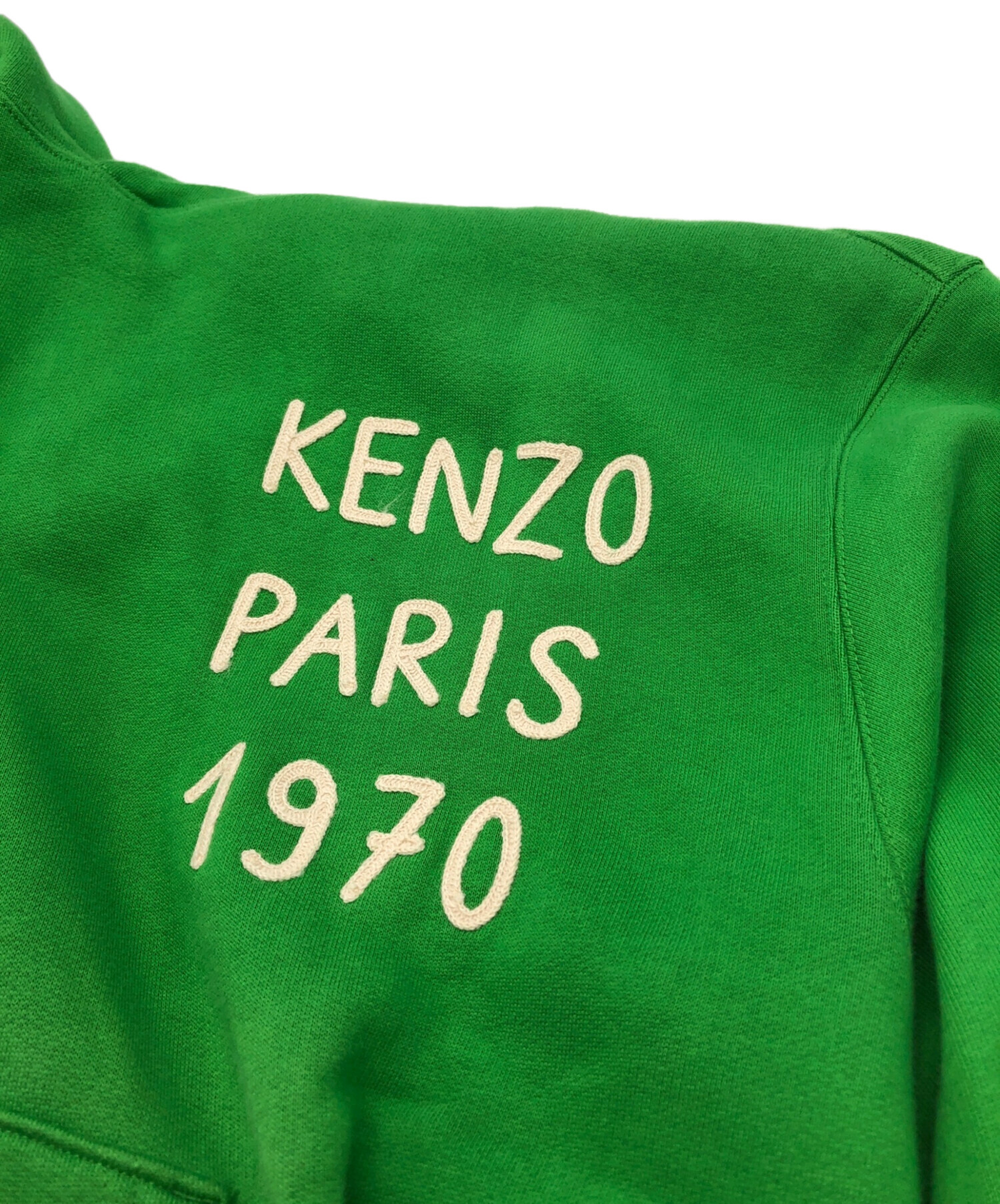 中古・古着通販】KENZO (ケンゾー) ロゴ刺繍パーカー グリーン サイズ