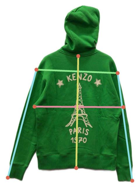 中古・古着通販】KENZO (ケンゾー) ロゴ刺繍パーカー グリーン サイズ