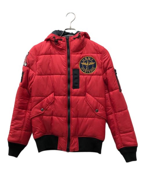 HYSTERIC GLAMOUR ラクーンファー付ロング中綿コート レッド F 楽天