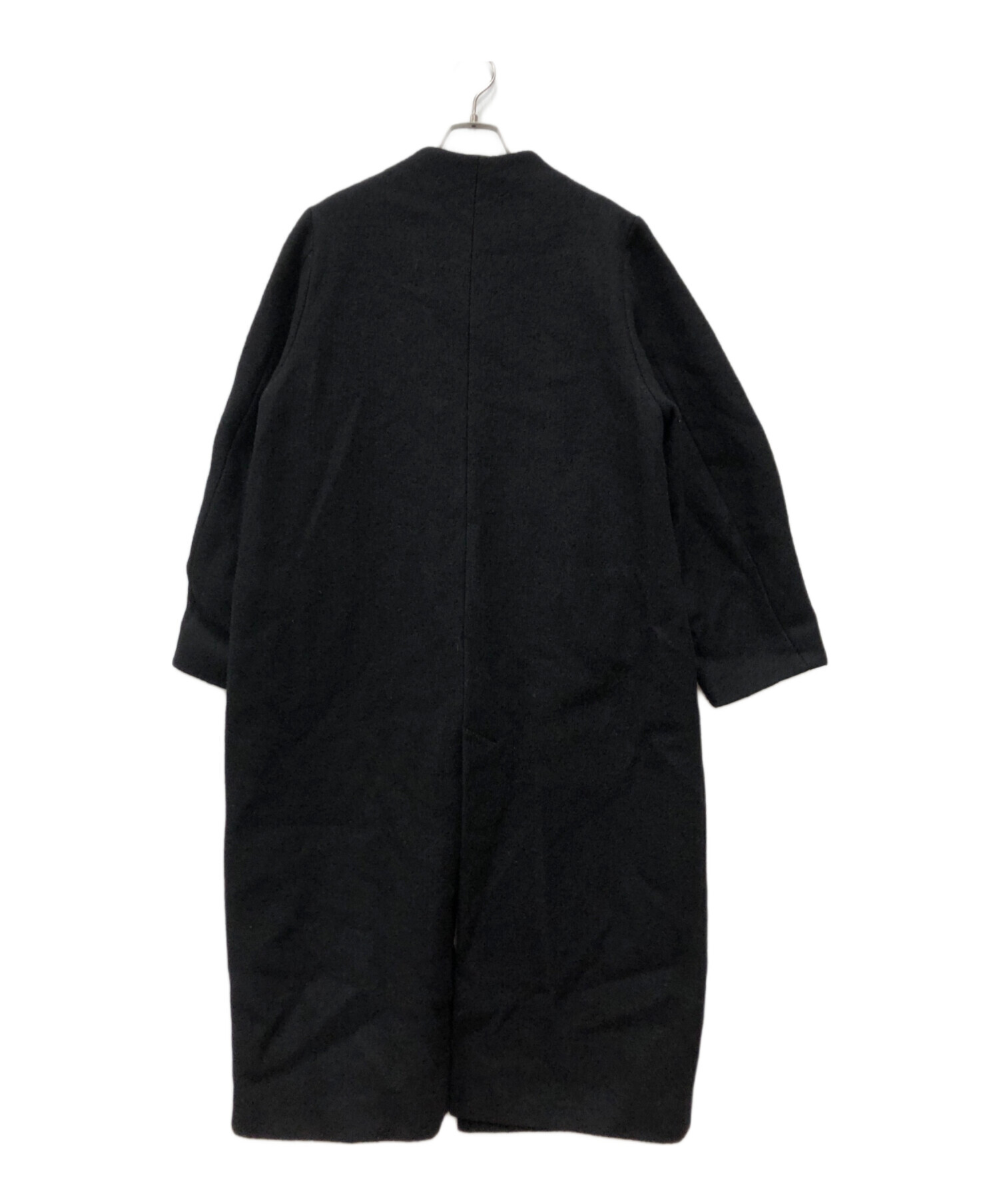 中古・古着通販】MANOF (マノフ) COLLARLESS LONG COAT ブラック