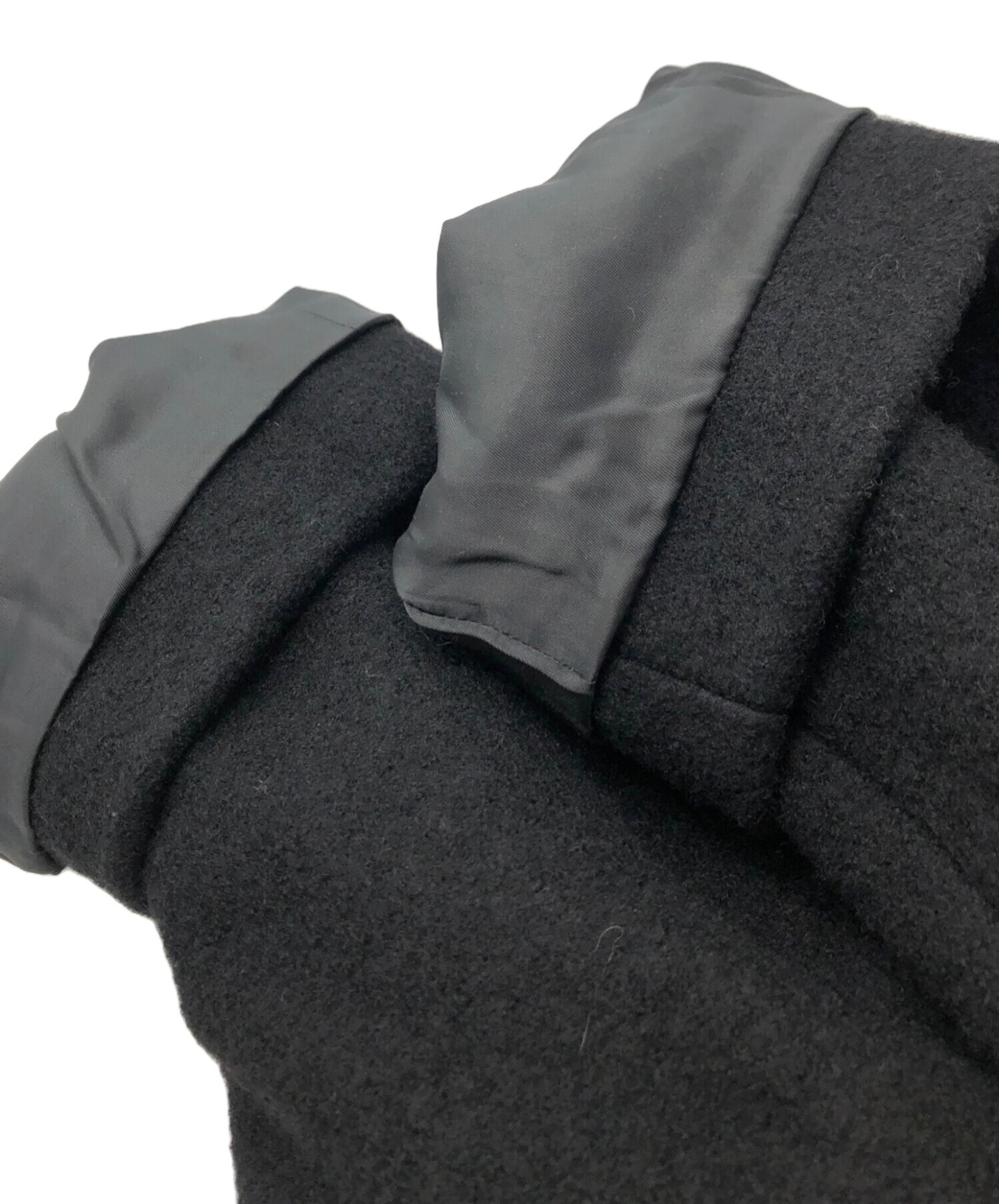 中古・古着通販】MANOF (マノフ) COLLARLESS LONG COAT ブラック