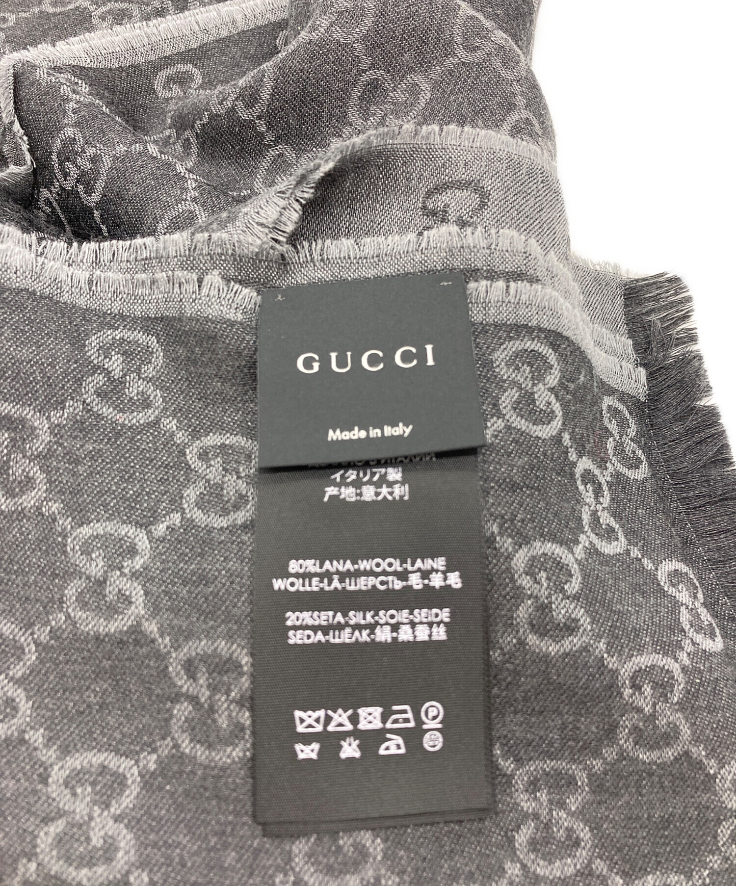 中古・古着通販】GUCCI (グッチ) GG柄ウールシルク混ストール グレー