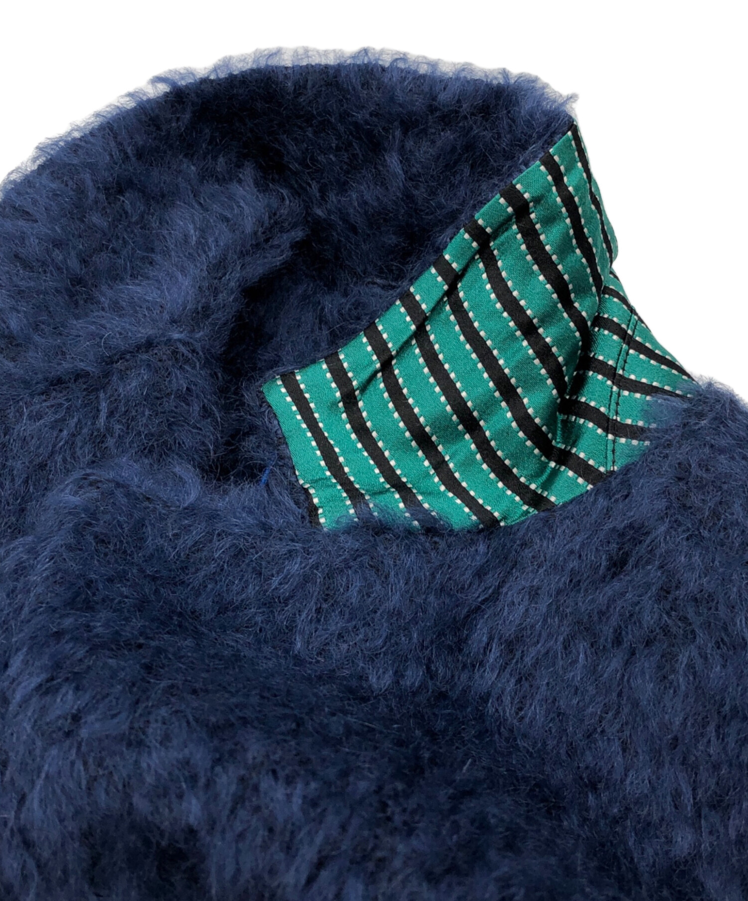 中古・古着通販】ETRO (エトロ) 裏地総柄モヘアロングコート ネイビー