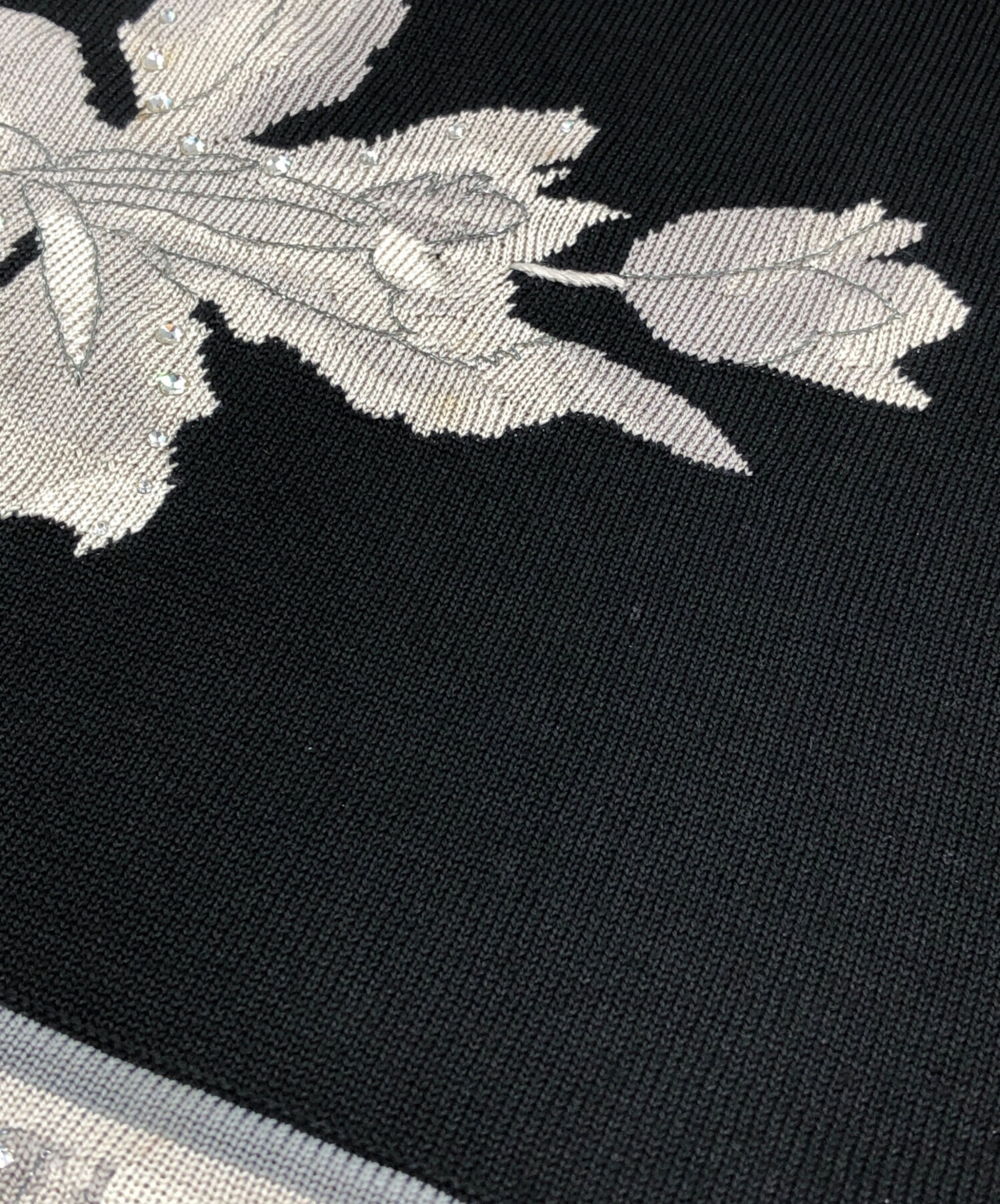 中古・古着通販】LEONARD (レオナール) 装飾フラワーニット ブラック