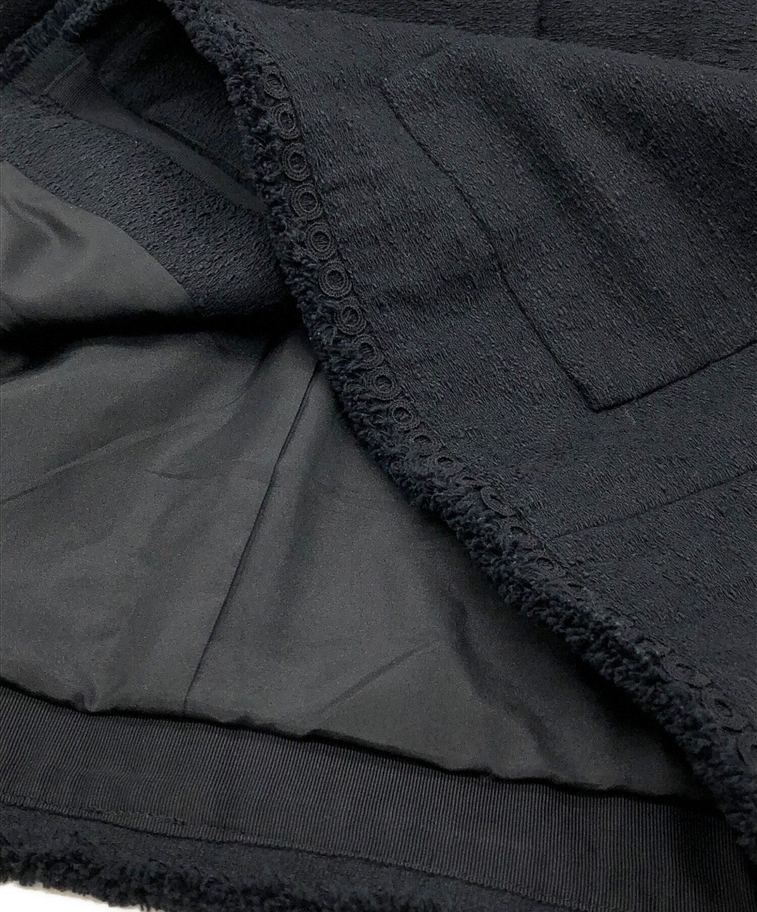 中古・古着通販】Drawer (ドゥロワー) ツイードフリンジノーカラー