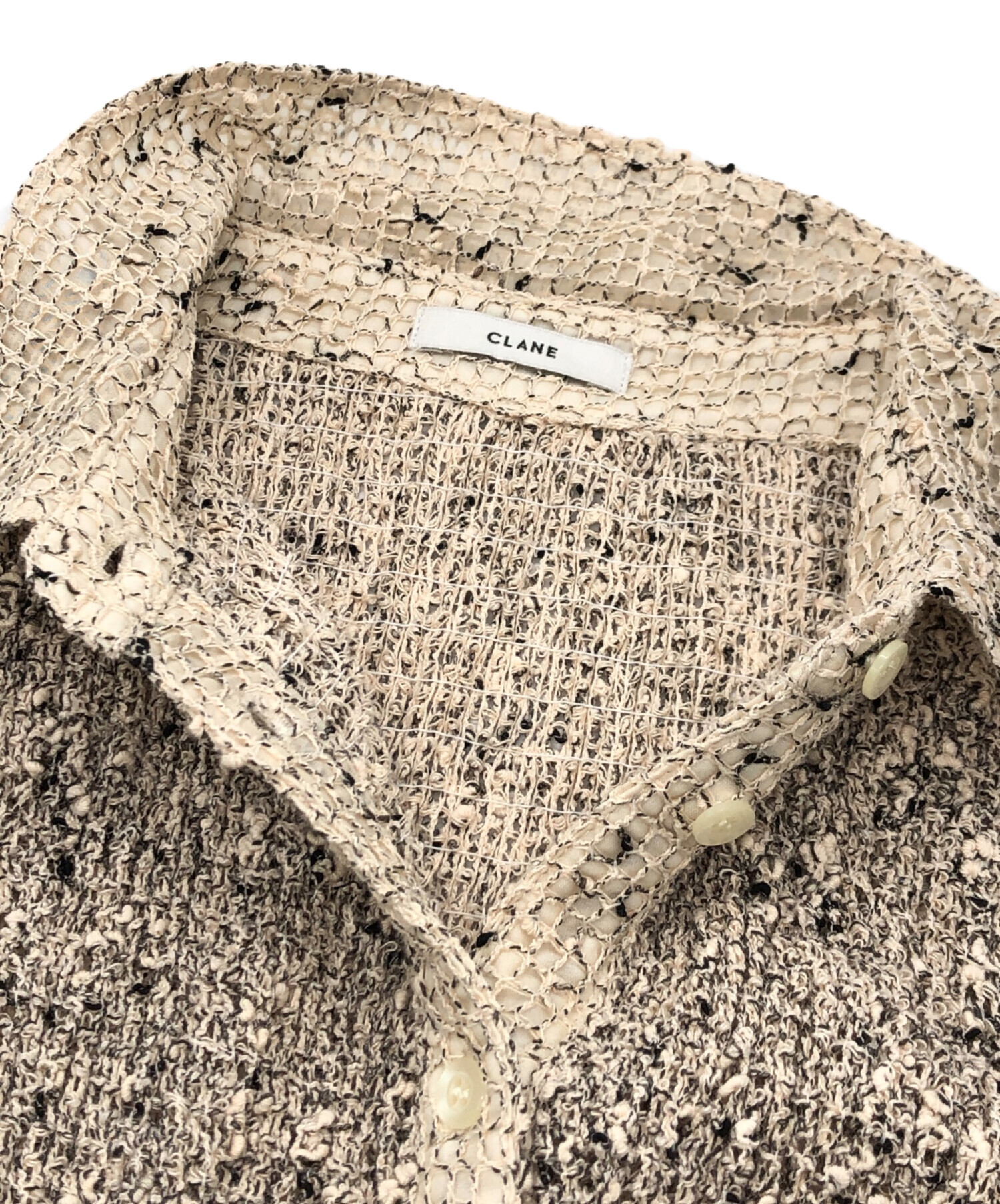 中古・古着通販】CLANE (クラネ) MIX MESH GATHER SHIRT ベージュ 