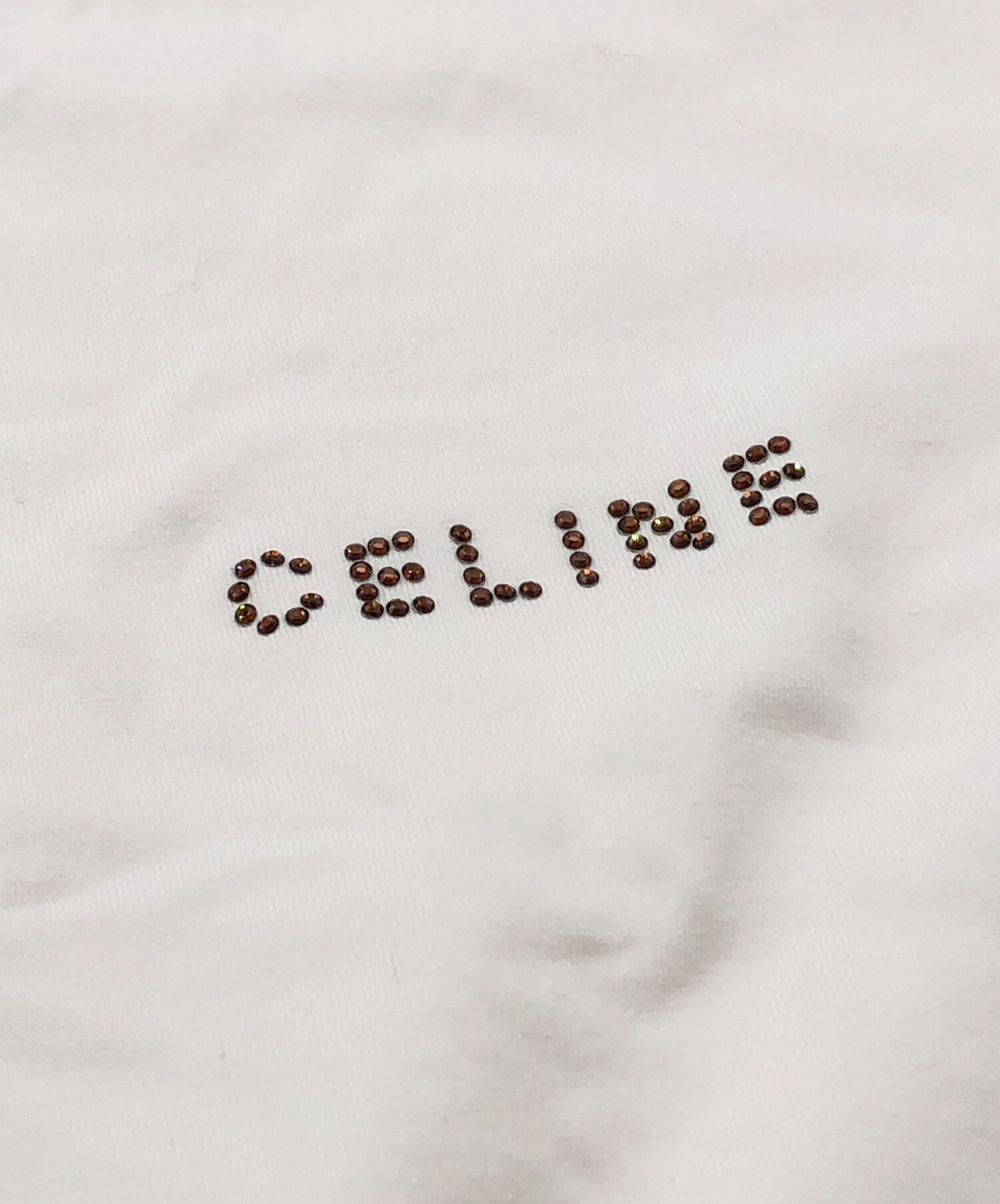 中古・古着通販】CELINE (セリーヌ) スパンコールロゴTシャツ ホワイト
