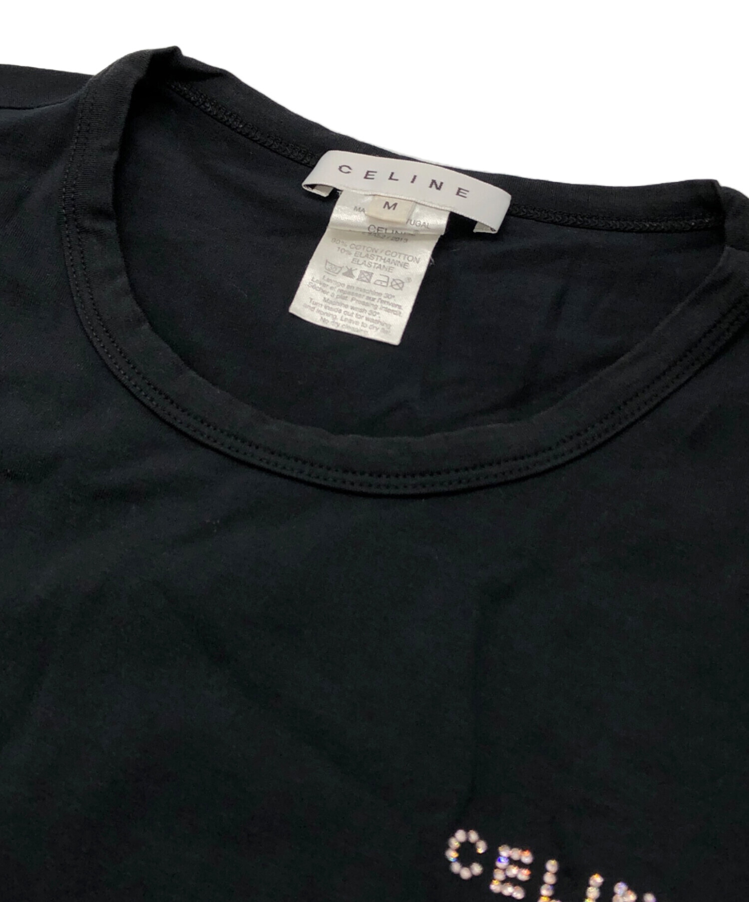中古・古着通販】CELINE (セリーヌ) スパンコールロゴTシャツ ブラック