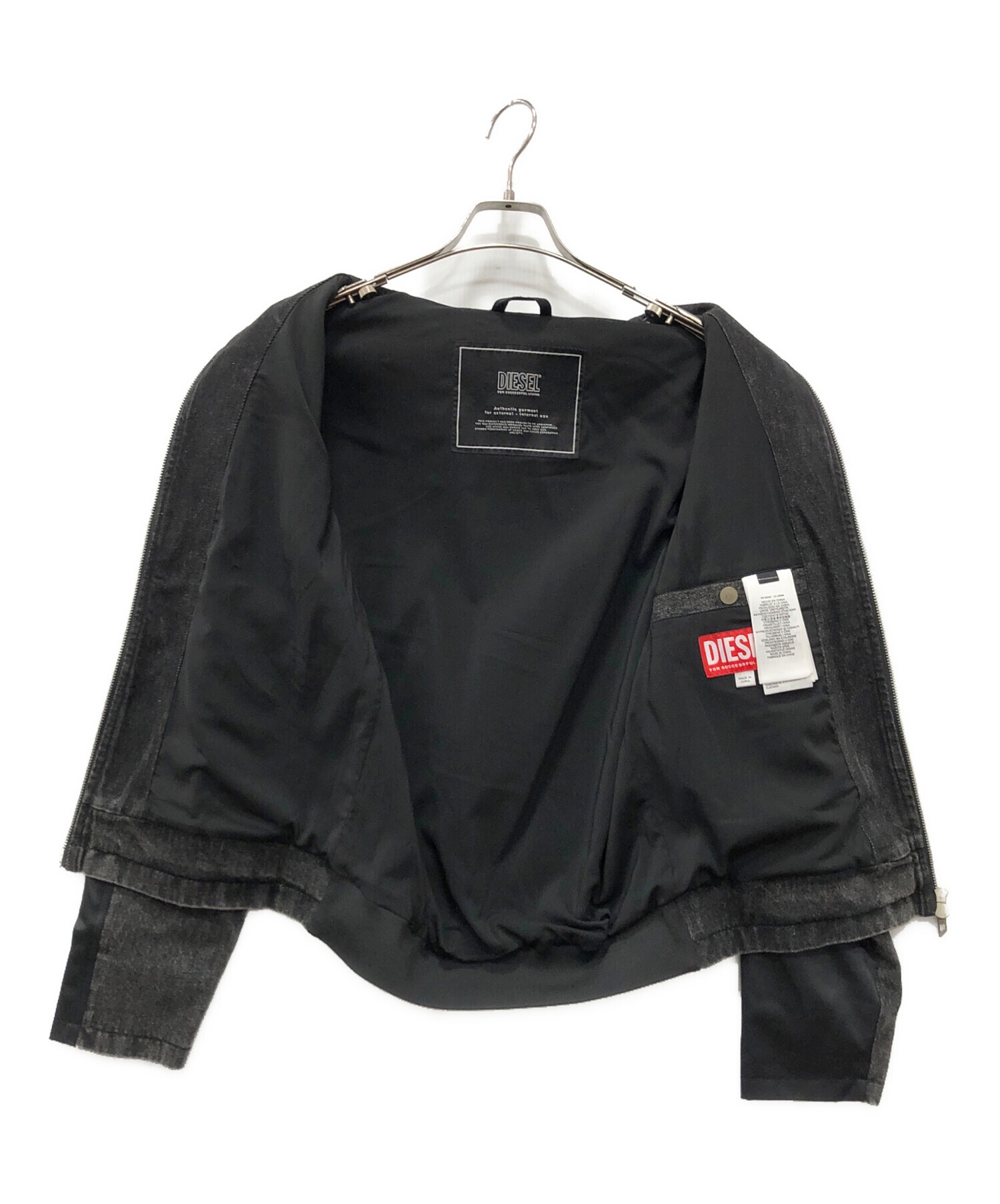 きぃ☆【美品】ディーゼル 異素材ミックス ハイブリッドジャケット 黒 XL 中古・古着通販】DIESEL (ディーゼル) J-Harris Hybrid Jacket