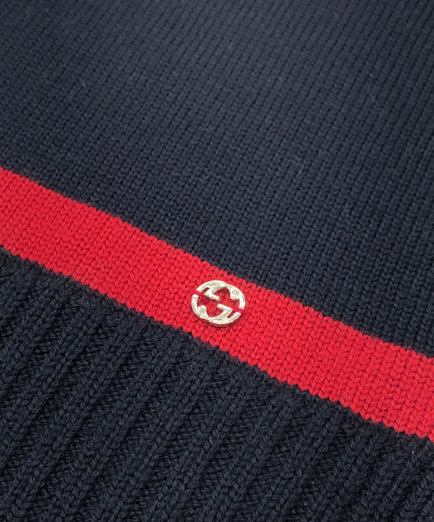 GUCCI ロゴマフラー 赤 ネイビー GUCCI グッチ マフラー 日本未発売 5505974 LANA WOOL 100