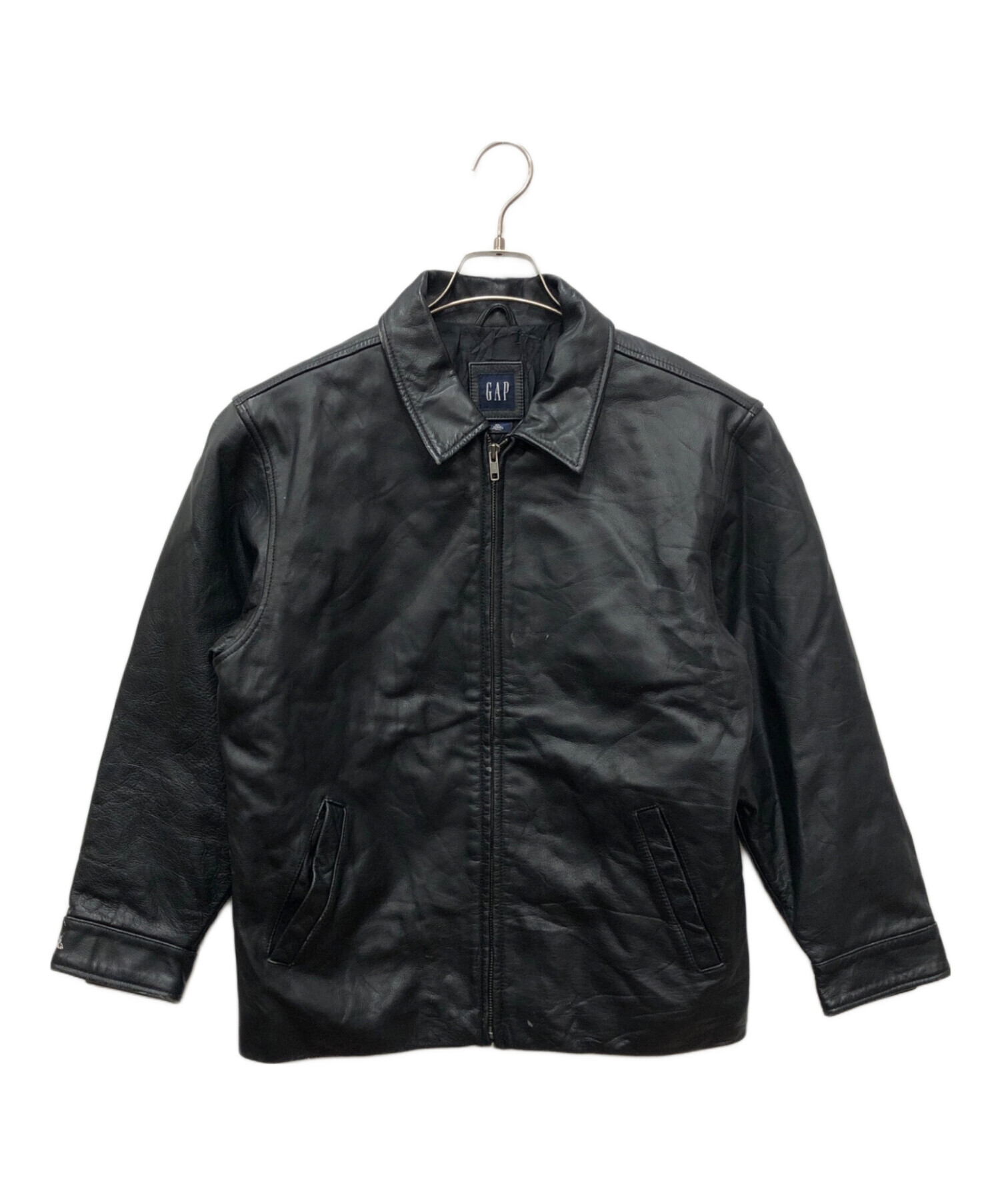 GAP ブラック レザージャケット 中古・古着通販】GAP (ギャップ) レザージャケット ブラック サイズ:XL