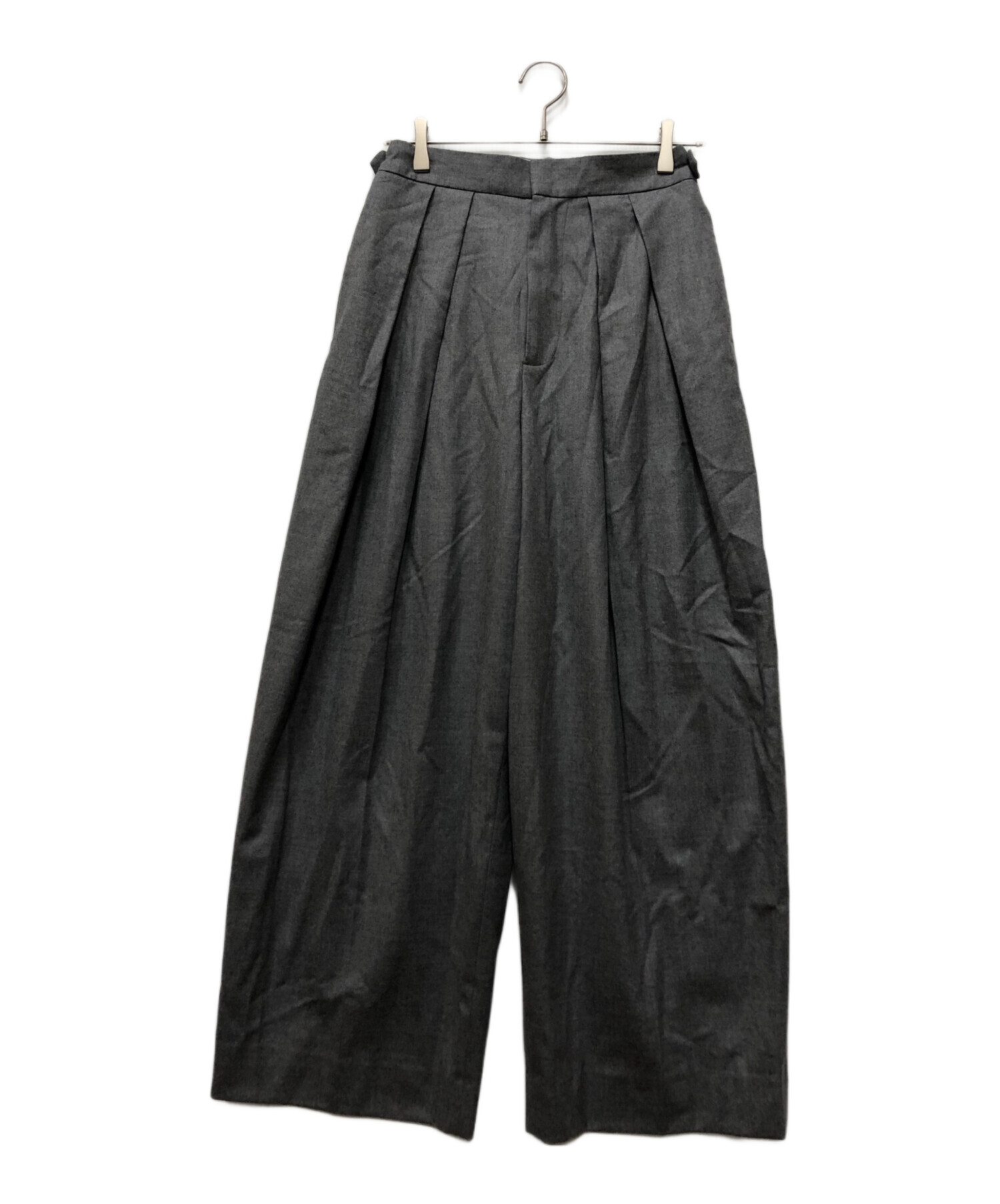 中古・古着通販】SACRA (サクラ) タックワイドパンツ グレー サイズ 