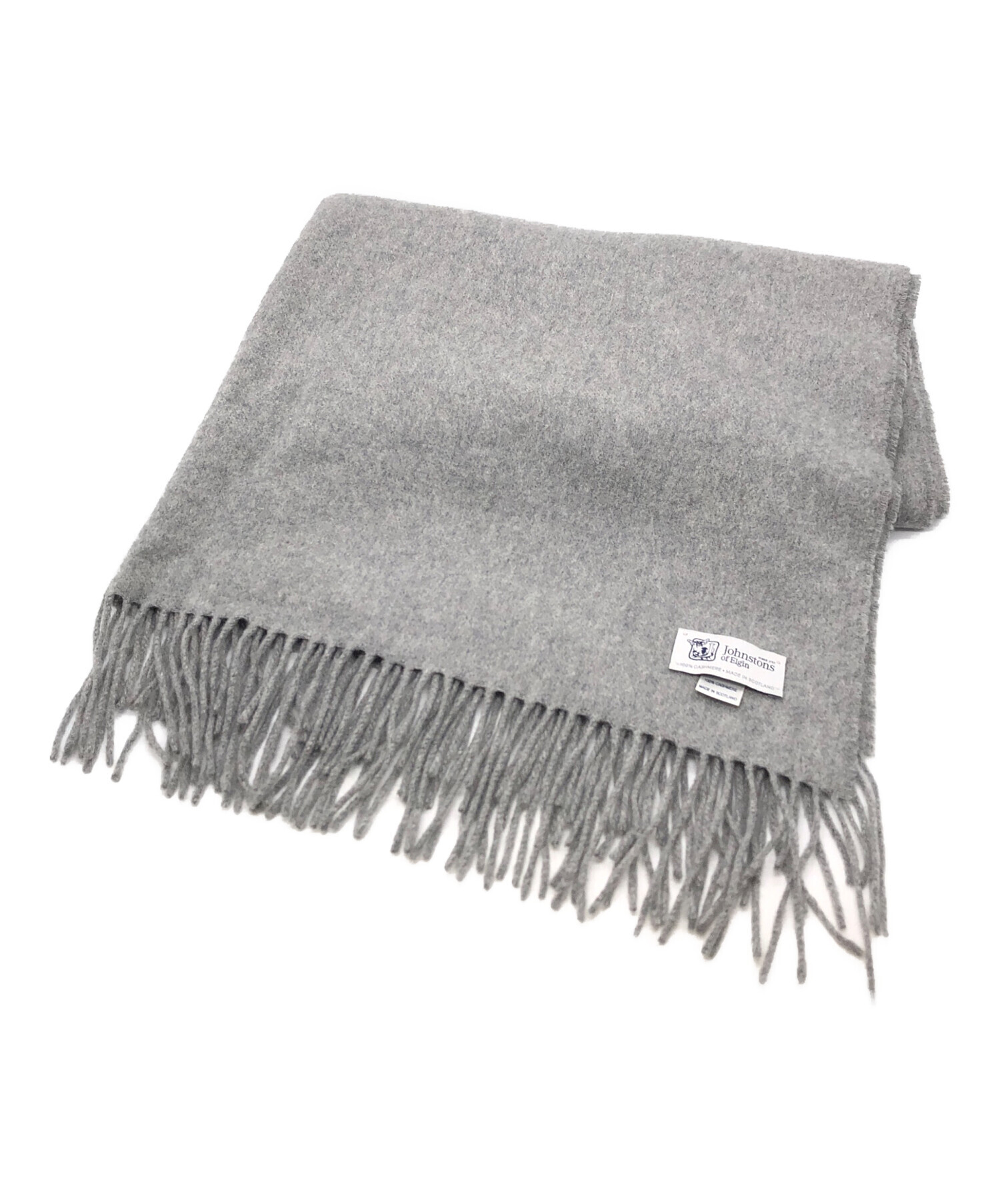 Johnstons of Elgin グレー マフラー カシミヤ100 中古・古着通販