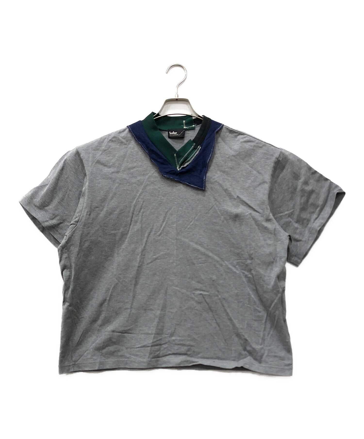 kolor 度詰め天竺グラフィックプリント Tシャツ グリーン 中古・古着通販】KOLOR (カラー) 度詰め天竺 CUTSEW デザイン Tシャツ