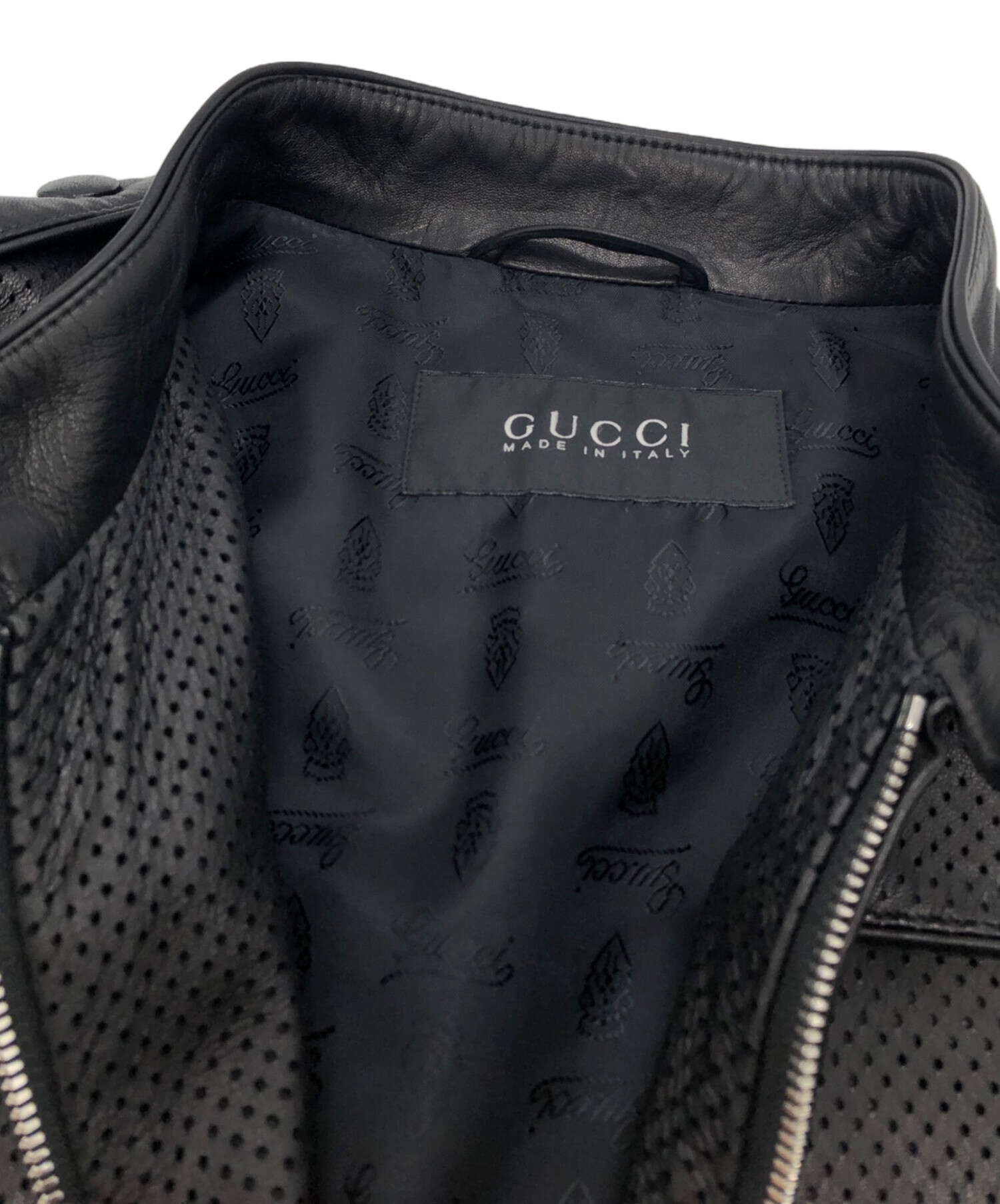 中古・古着通販】GUCCI (グッチ) パンチングシングルラムレザー 