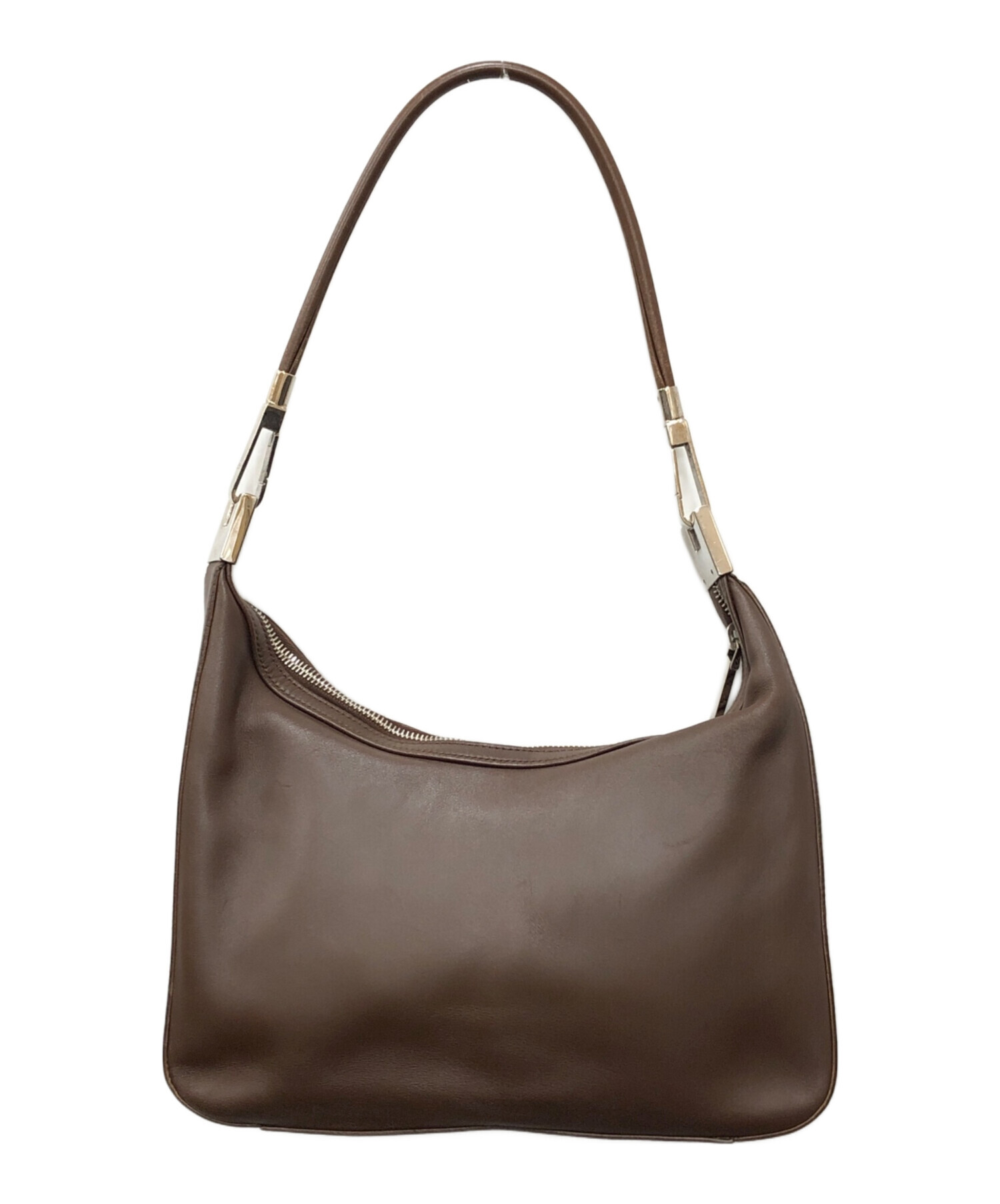 GUCCI レザー ハンドバッグ ブラウン 中古・古着通販】GUCCI (グッチ) ハンドバッグ ブラウン サイズ