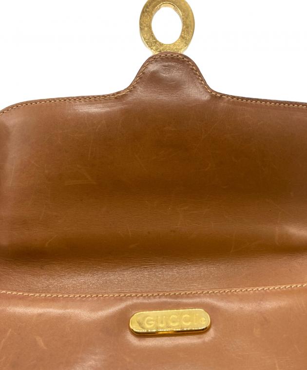 GUCCI レザー ハンドバッグ ブラウン 中古・古着通販】GUCCI (グッチ) レザーハンドバッグ ブラウン