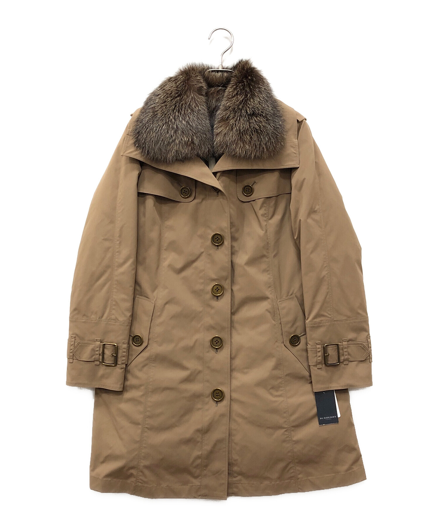 BURBERRY LONDONダウンコート フォックスファー ノバチェック40