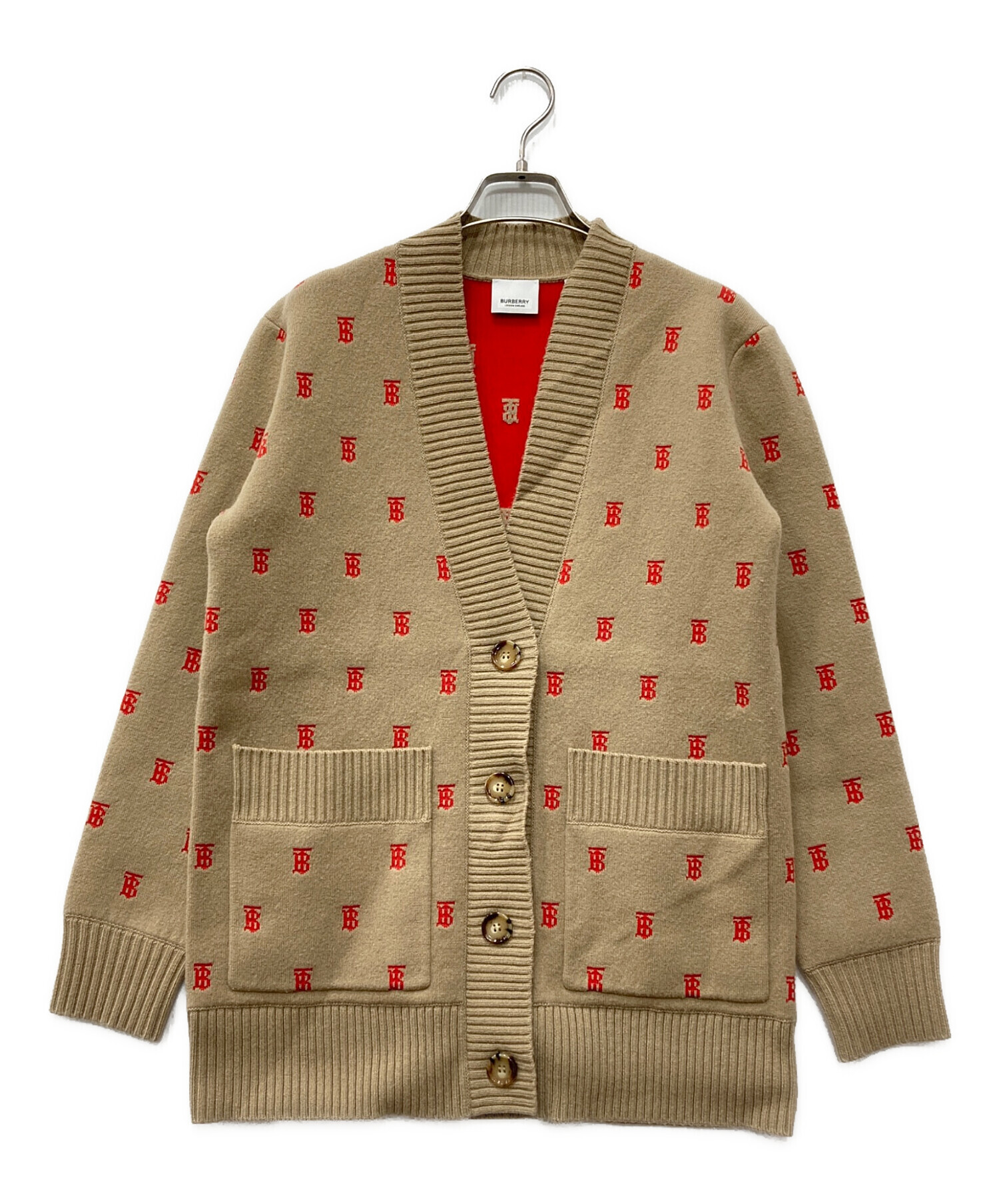 BURBERRY ベージュ レッド カーディガン L BURBERRY ベージュ レッド カーディガン L BURBERRY BURBERRY