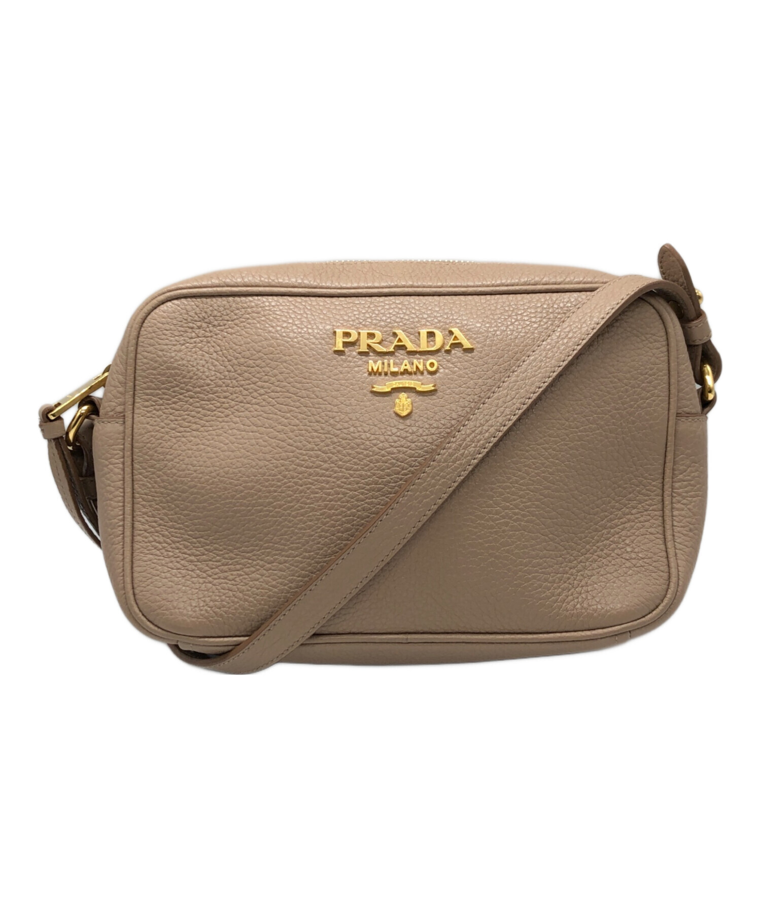PRADA ベージュ レザー ショルダーバッグ 中古・古着通販】PRADA (プラダ) ショルダーバッグ ベージュ｜ブランド