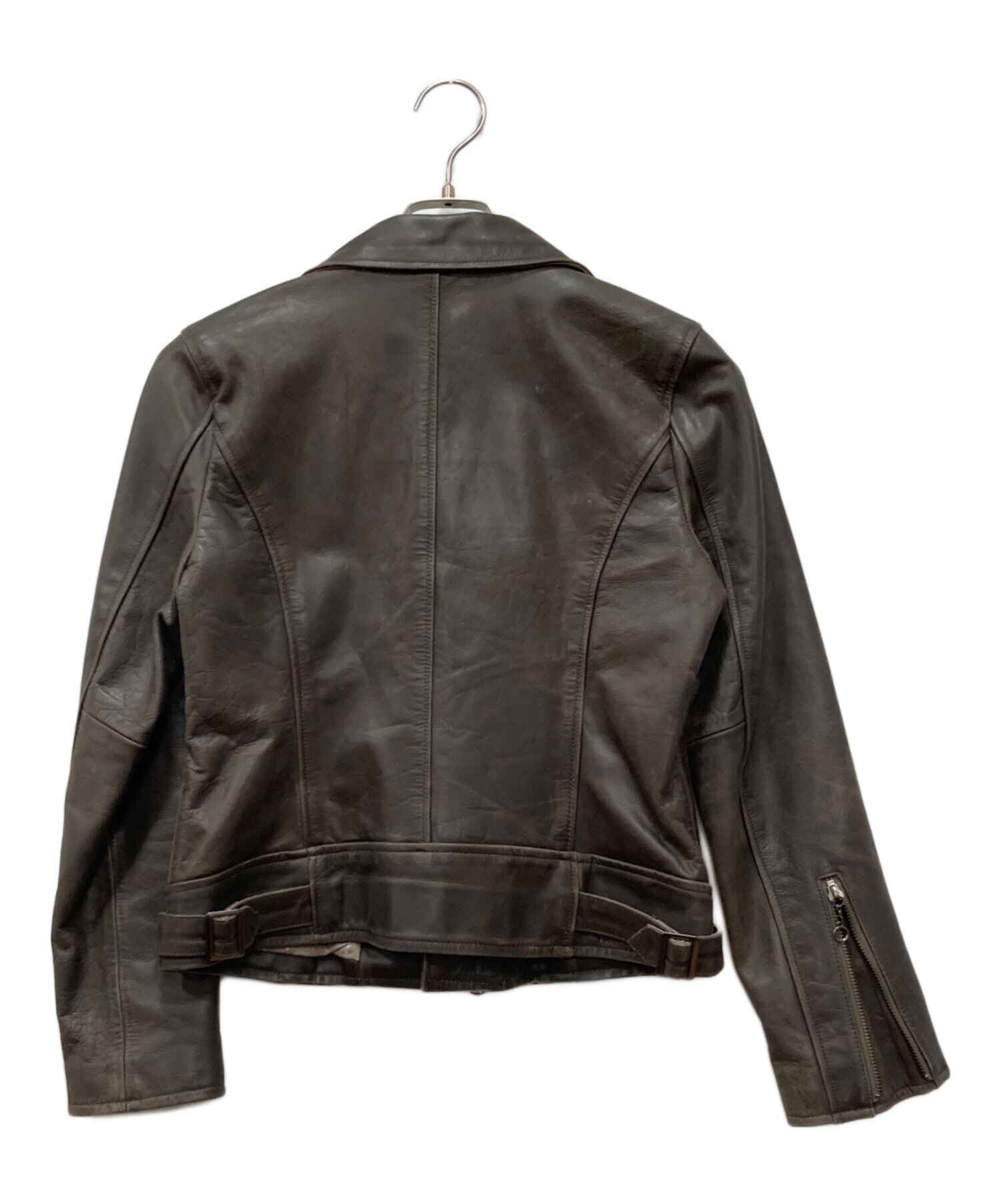 AVIREX ダブルライダースジャケット ブラウン 革ジャン レザージャケット 中古・古着通販】AVIREX (アヴィレックス) ダブルライダースジャケット