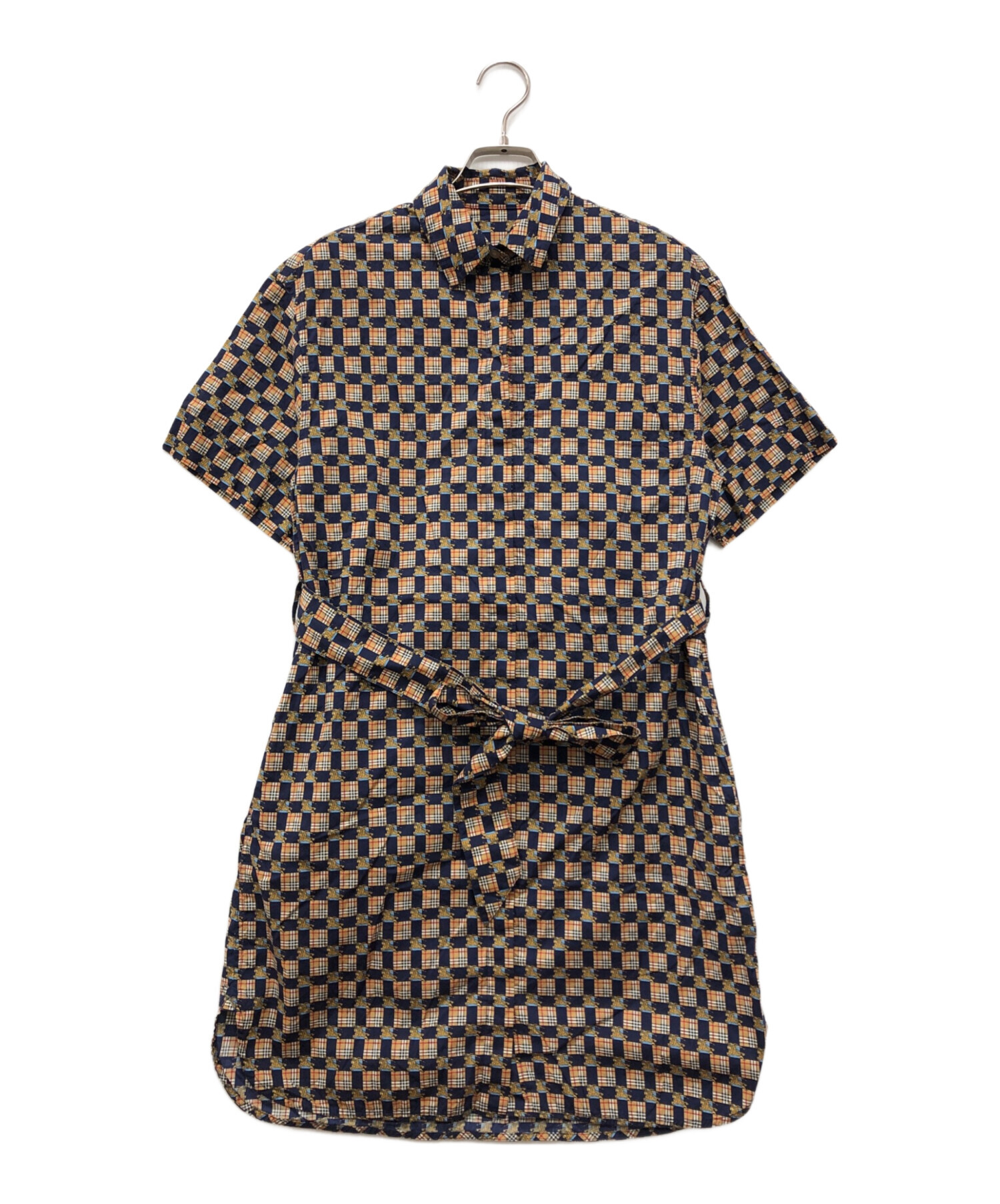 中古・古着通販】BURBERRY (バーバリー) 総柄ワンピース ネイビー