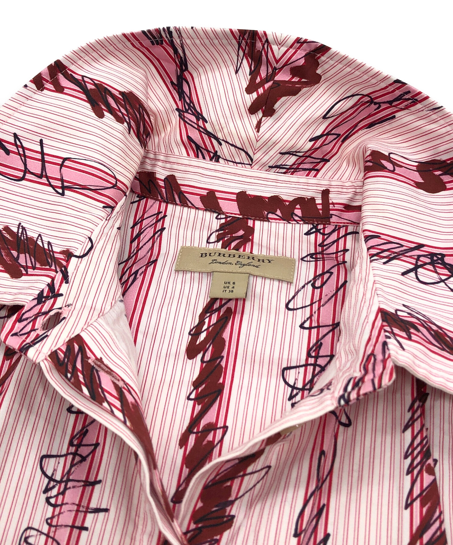 中古・古着通販】BURBERRY (バーバリー) シャツワンピース ピンク
