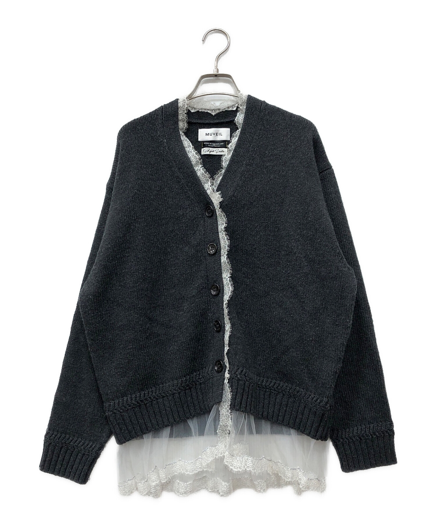 中古・古着通販】MUVEIL (ミュベール) チュールレース付きカーディガン