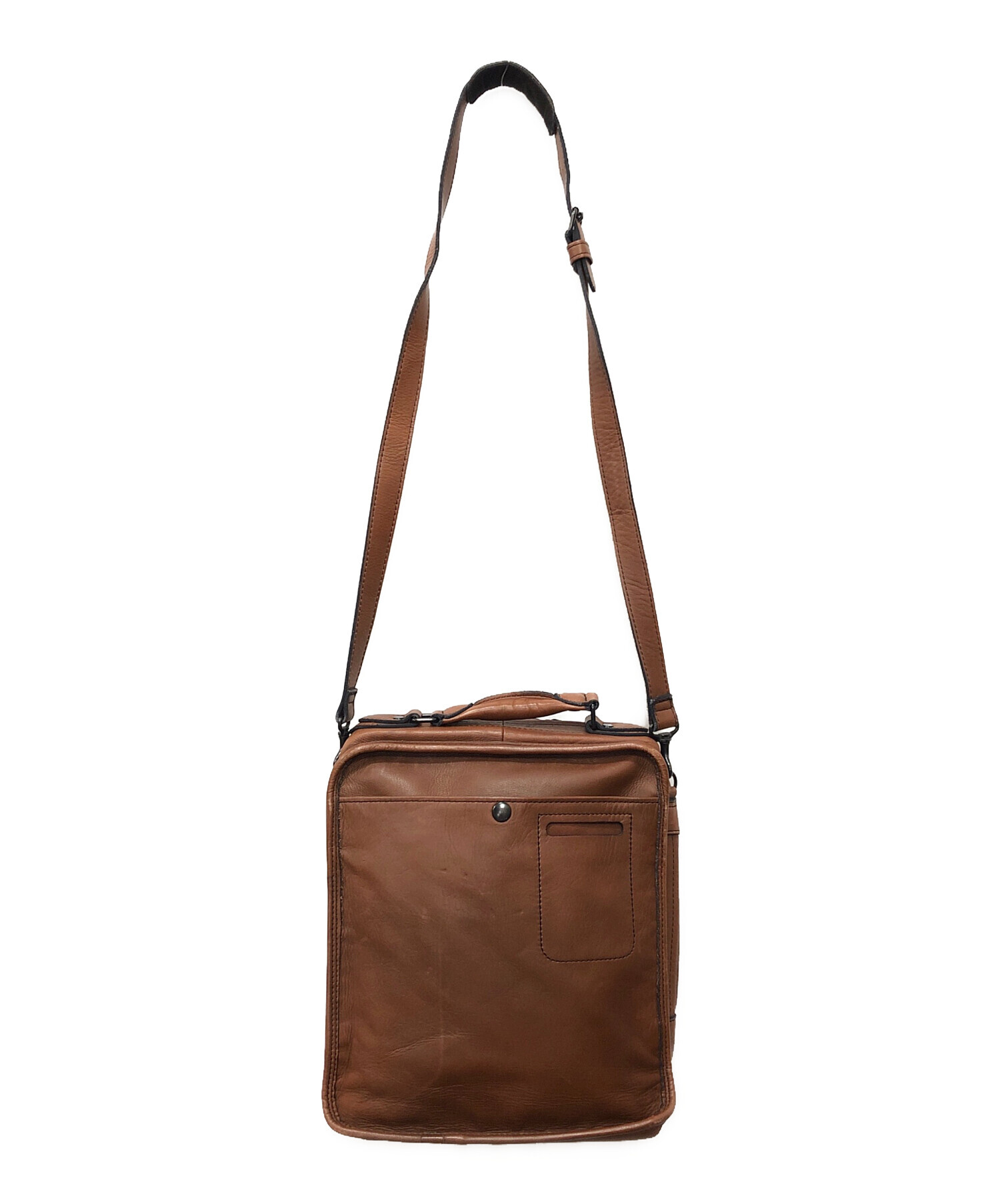 中古・古着通販】PORTER (ポーター) レザーショルダーバッグ ブラウン