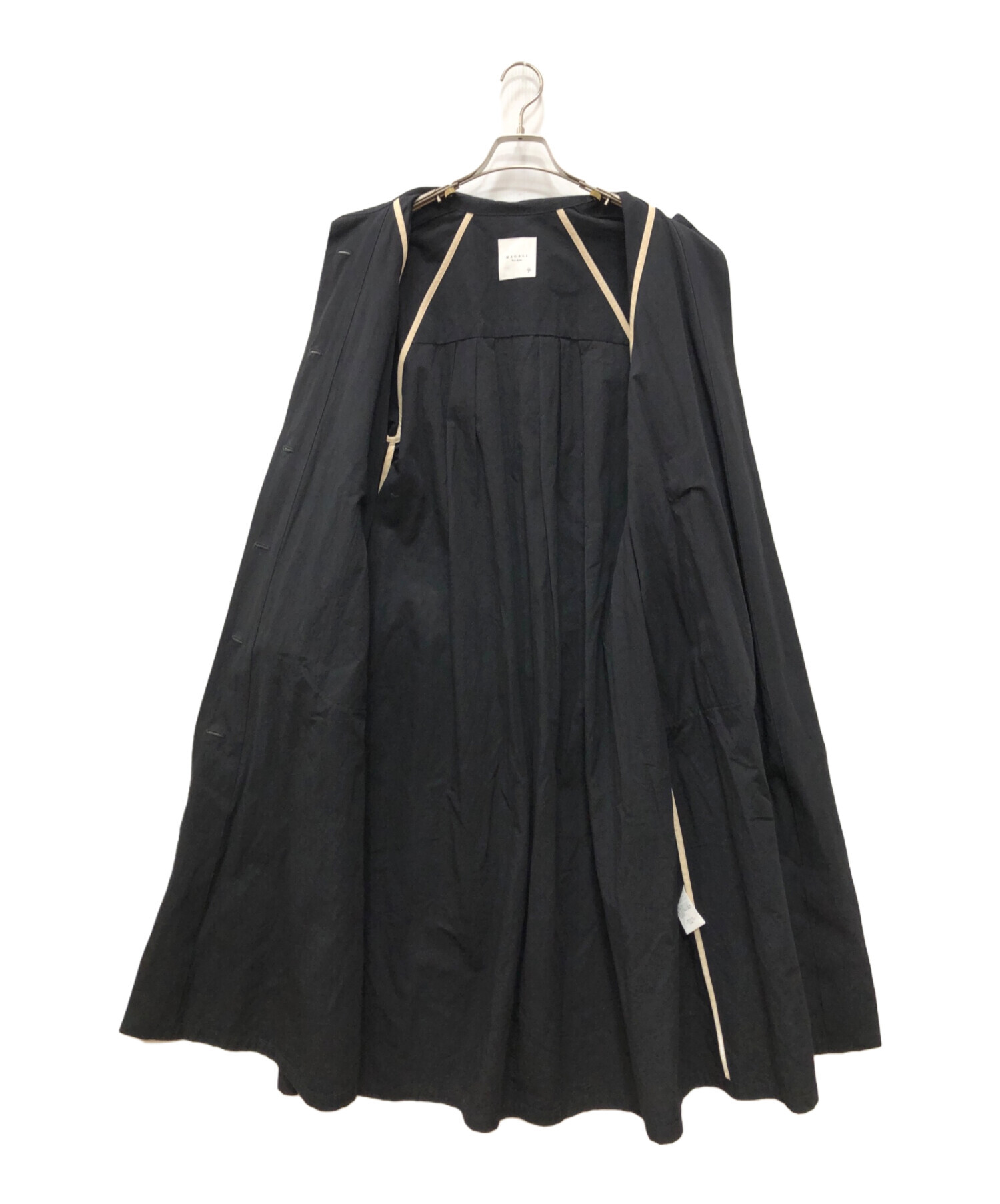 MAGALI ブラック ロングコート 中古・古着通販】MAGALI (マガリ) リネン混ロングコート ブラック