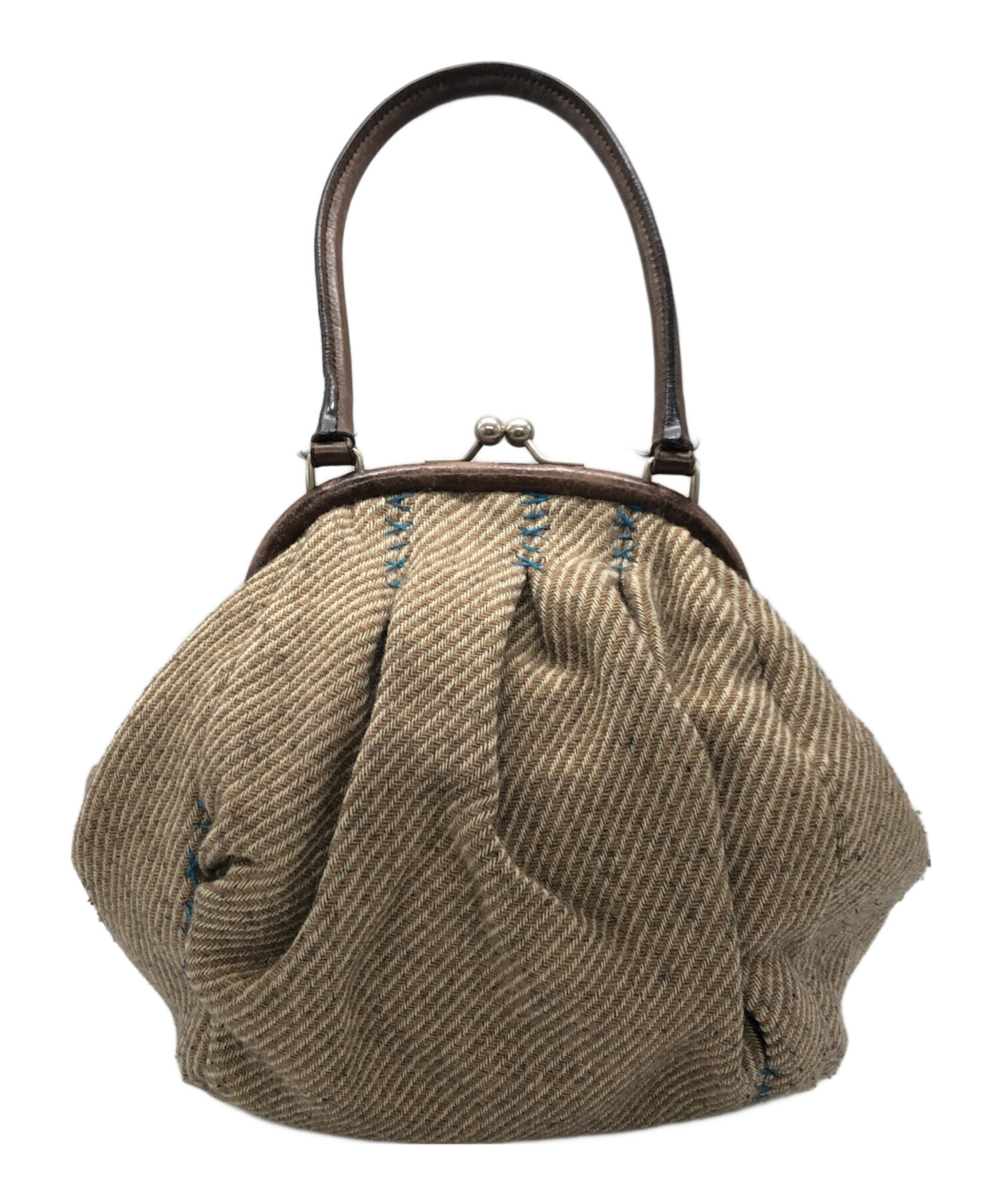 中古・古着通販】MIU MIU (ミュウミュウ) がま口ハンドバッグ ベージュ 