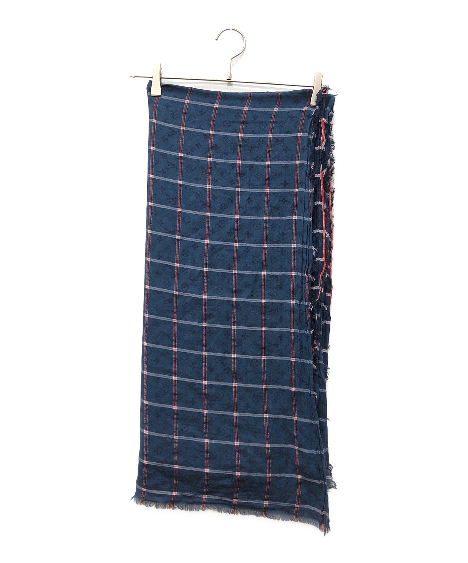 LOUIS VUITTON チェック柄ストール 中古・古着通販】LOUIS VUITTON (ルイ ヴィトン) ロゴコットンシルク