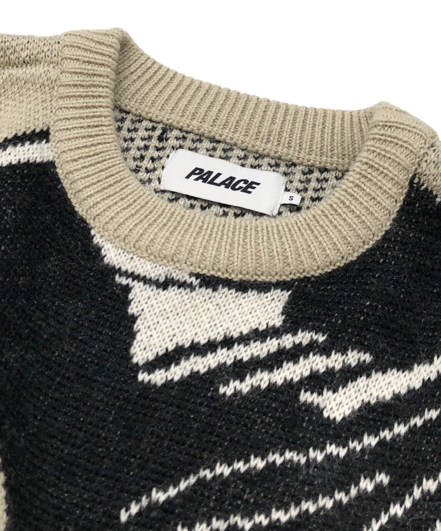 中古・古着通販】PALACE (パレス) REAR VIEW KNIT ホワイト×ブラック