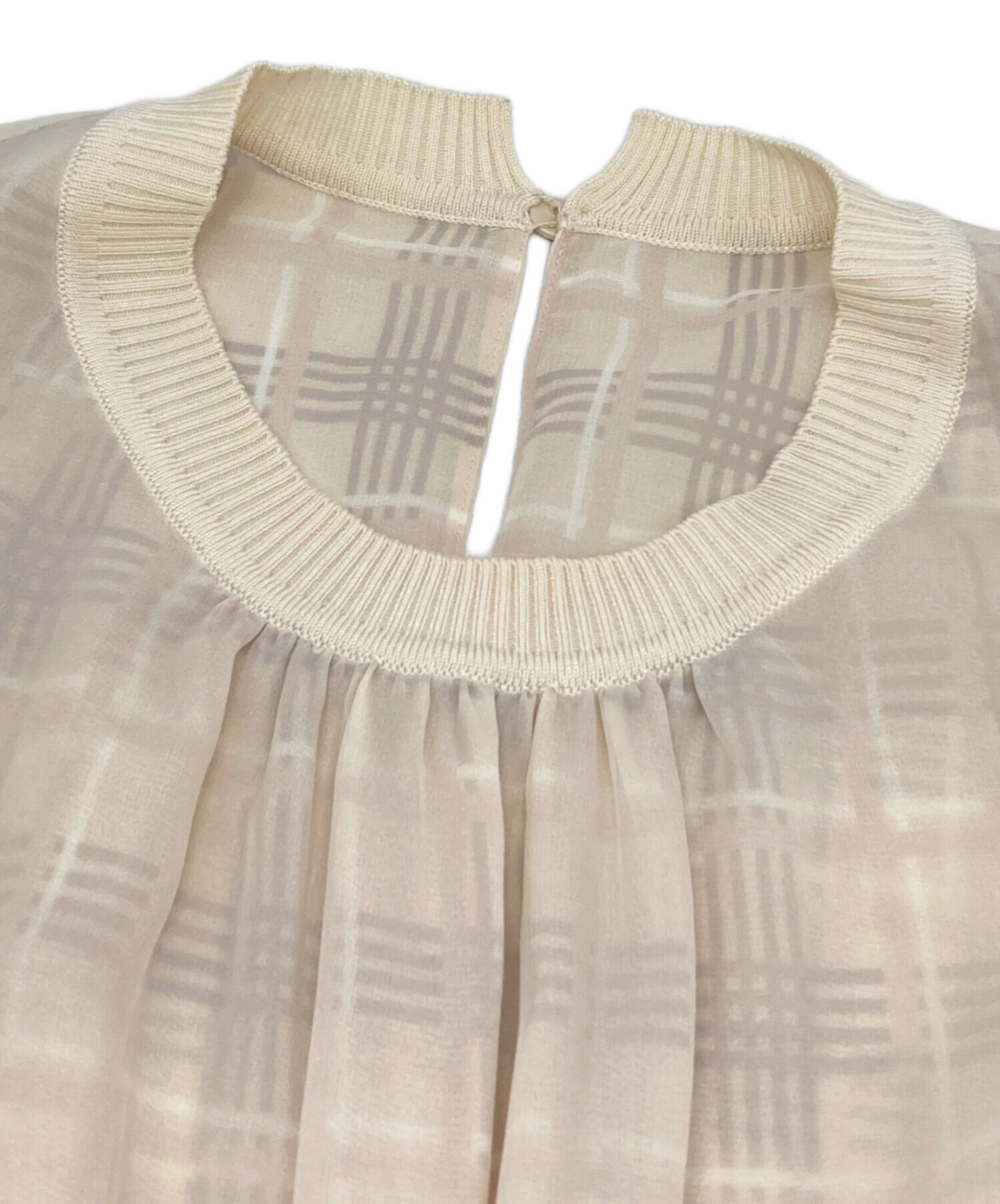 ANAYI アナイ ワンピース ベージュ ノースリーブ 未使用 プリーツ 中古・古着通販】ANAYI (アナイ) チェックオーガン重ね プリーツ