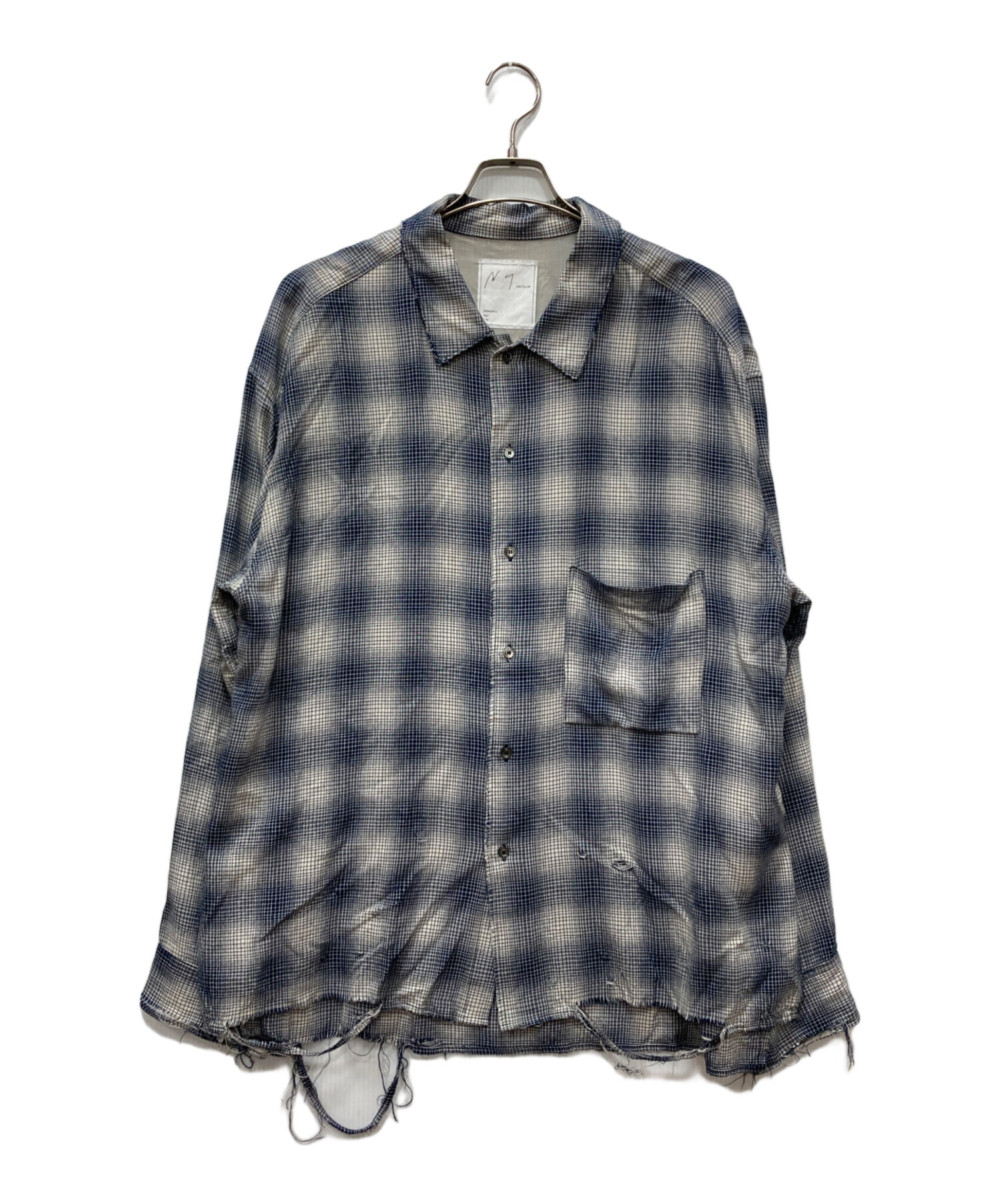 中古・古着通販】ANCELLM (アンセルム) RAYON CHECK SHIRTダメージ加工