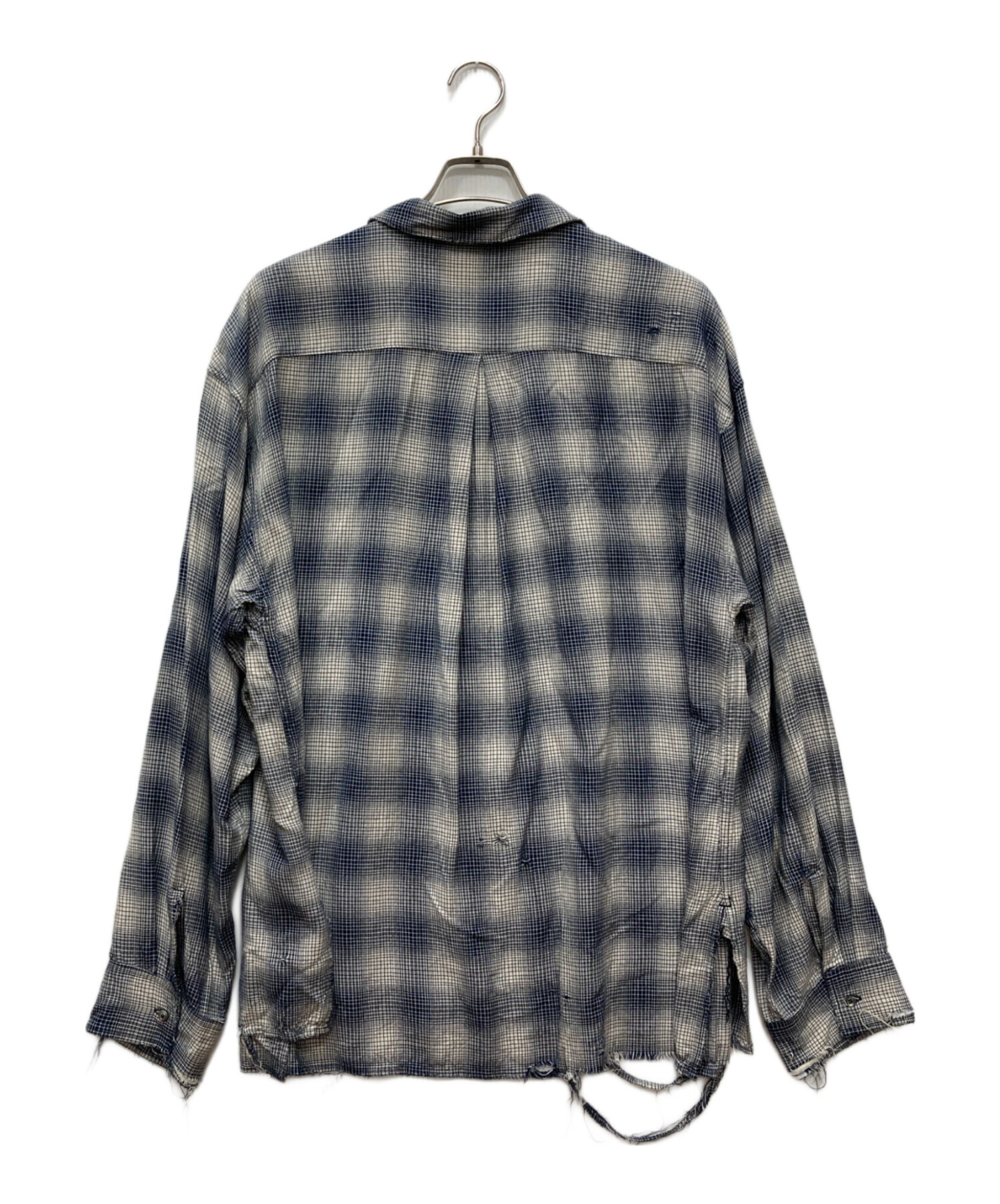 中古・古着通販】ANCELLM (アンセルム) RAYON CHECK SHIRTダメージ加工