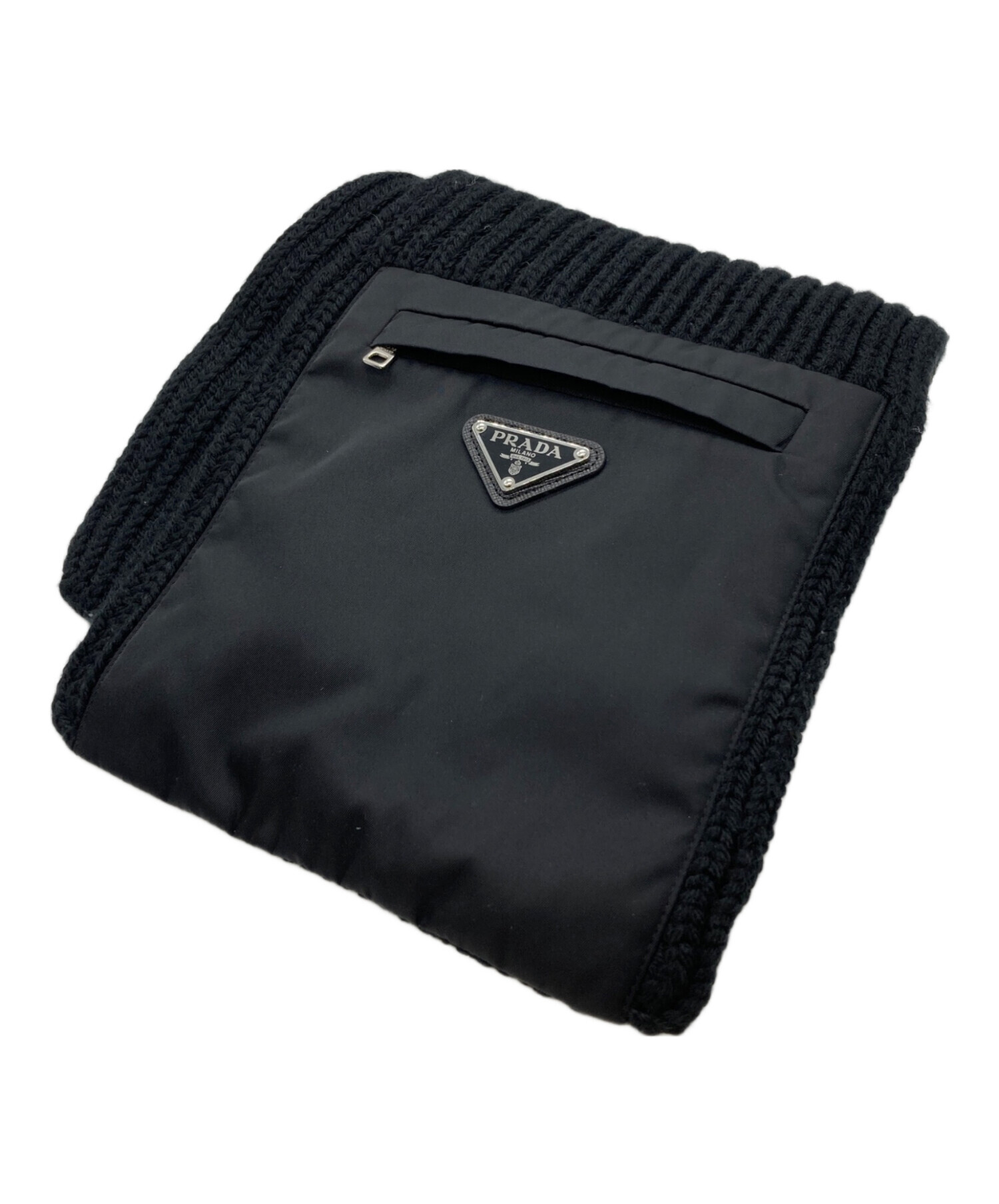 中古・古着通販】PRADA (プラダ) RE NYLONウールマフラー ブラック