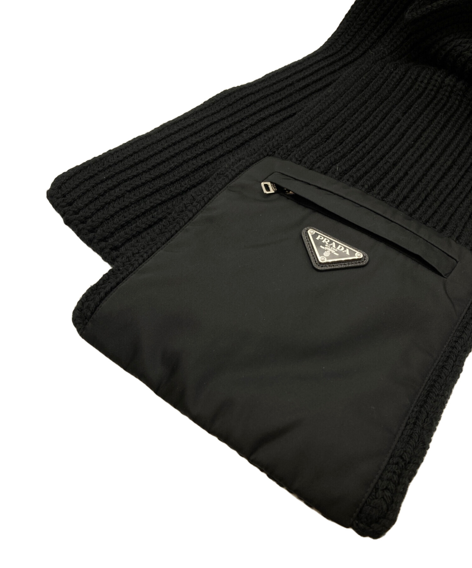 中古・古着通販】PRADA (プラダ) RE NYLONウールマフラー ブラック