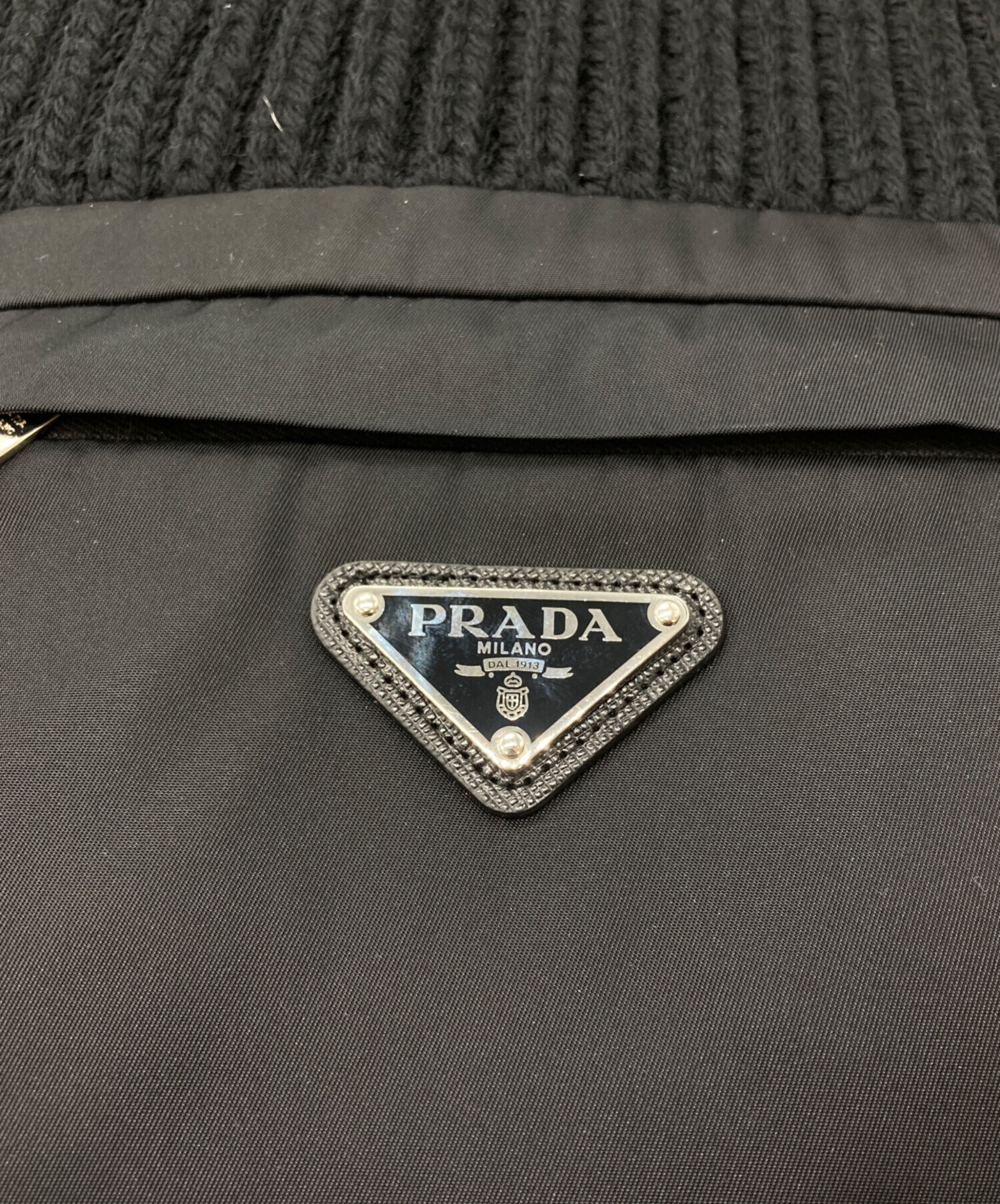 中古・古着通販】PRADA (プラダ) RE NYLONウールマフラー ブラック