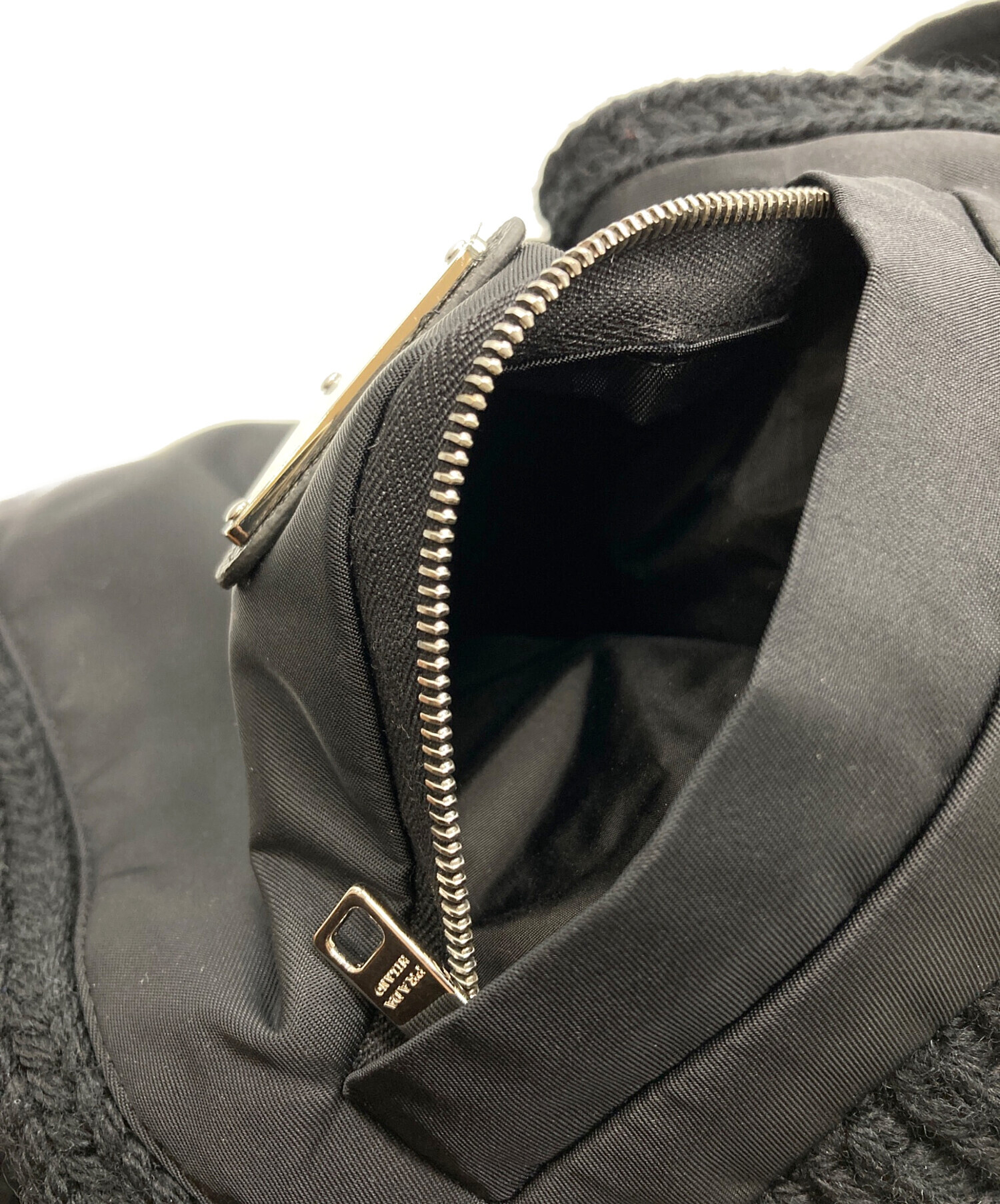 中古・古着通販】PRADA (プラダ) RE NYLONウールマフラー ブラック