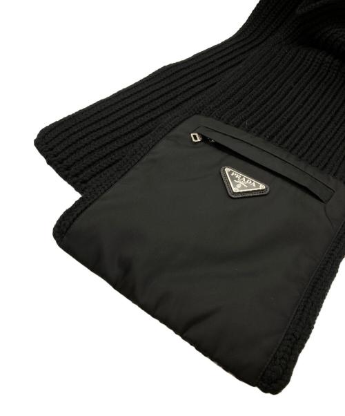 PRADA ブラックナイロンマフラー 中古・古着通販】PRADA (プラダ) RE NYLONウールマフラー ブラック