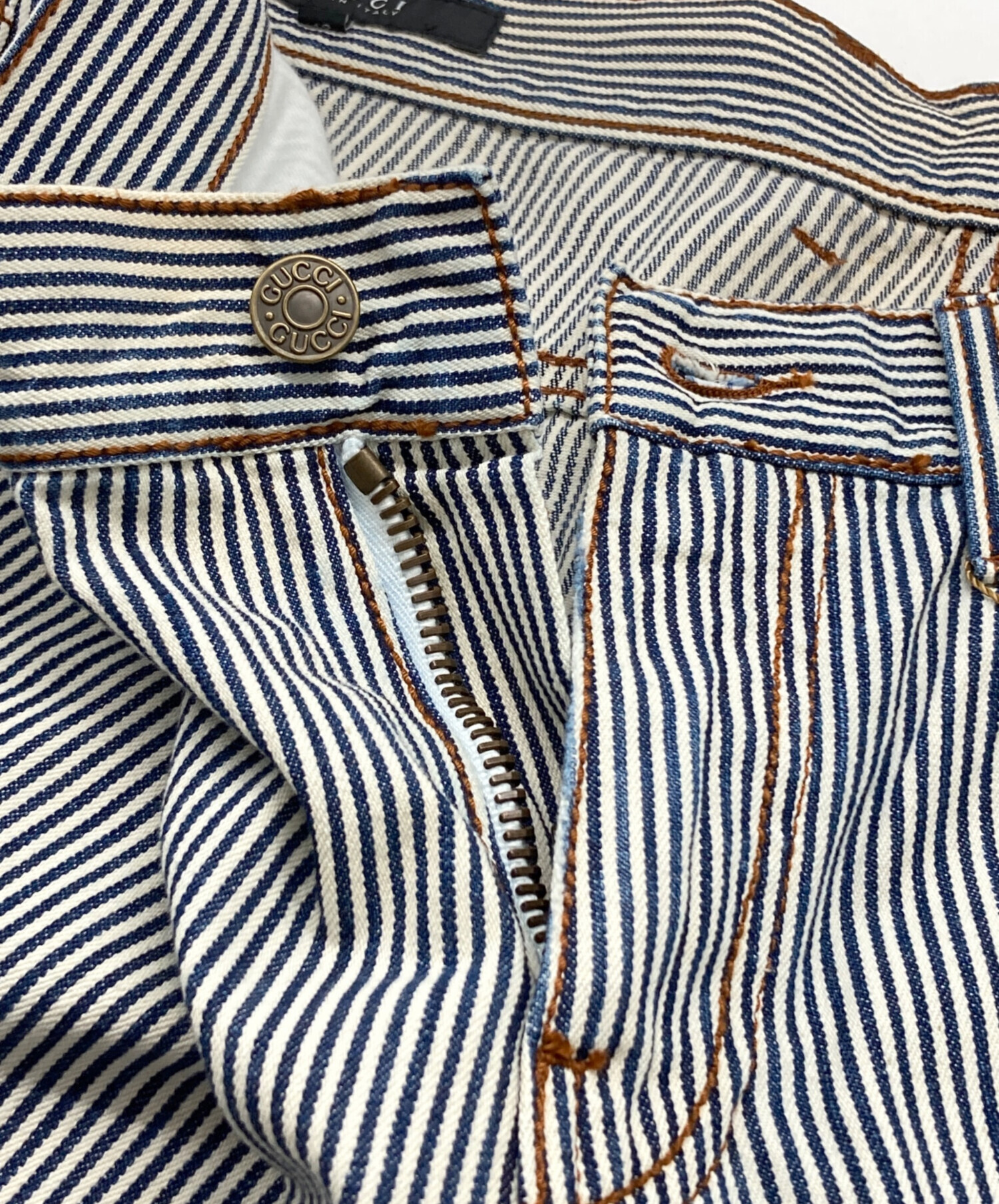 中古・古着通販】GUCCI (グッチ) ヒッコリーデニムパンツ ネイビー 