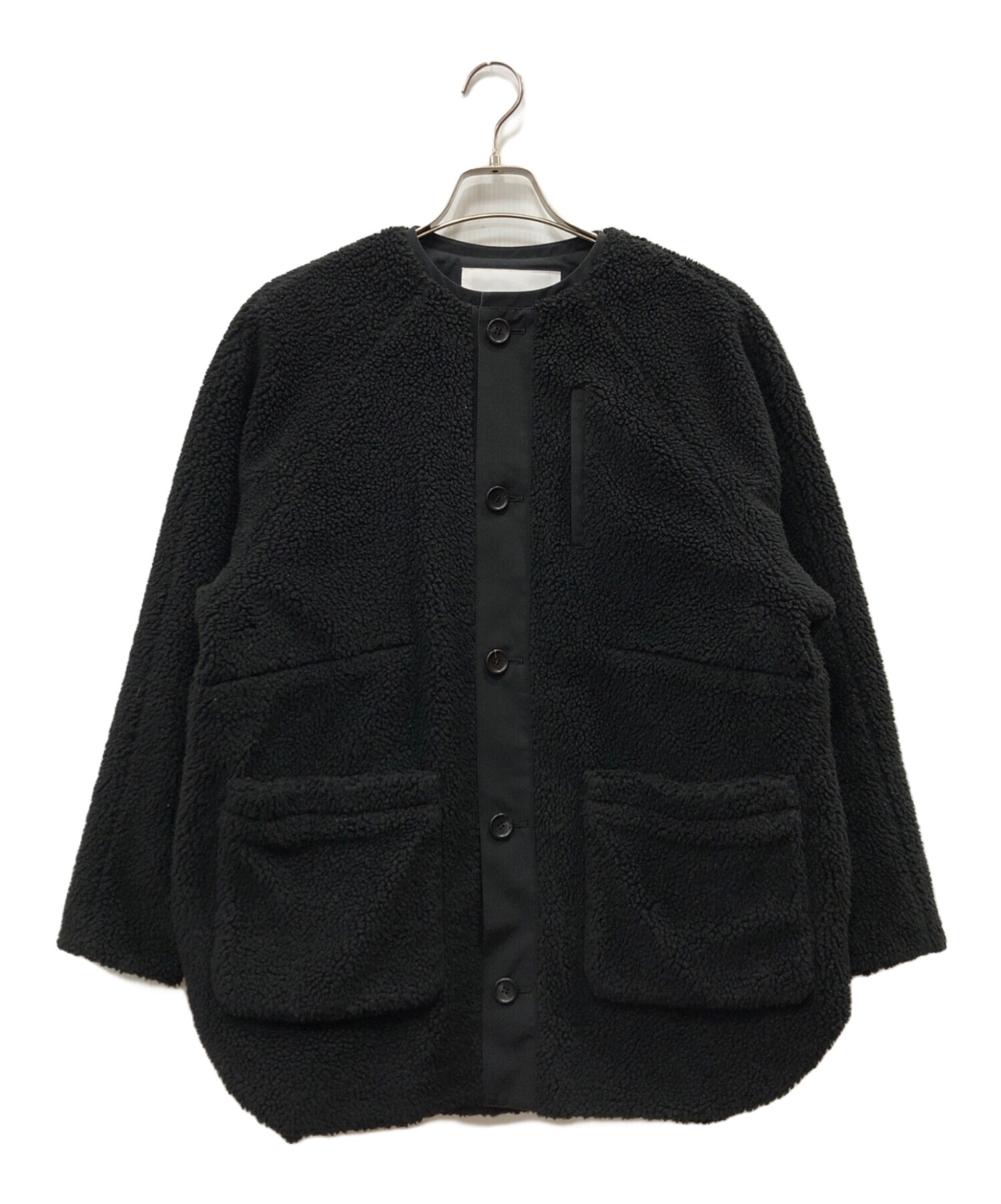 中古・古着通販】VACHEMENT (ヴァシュモン) ボアミドルコート ブラック 