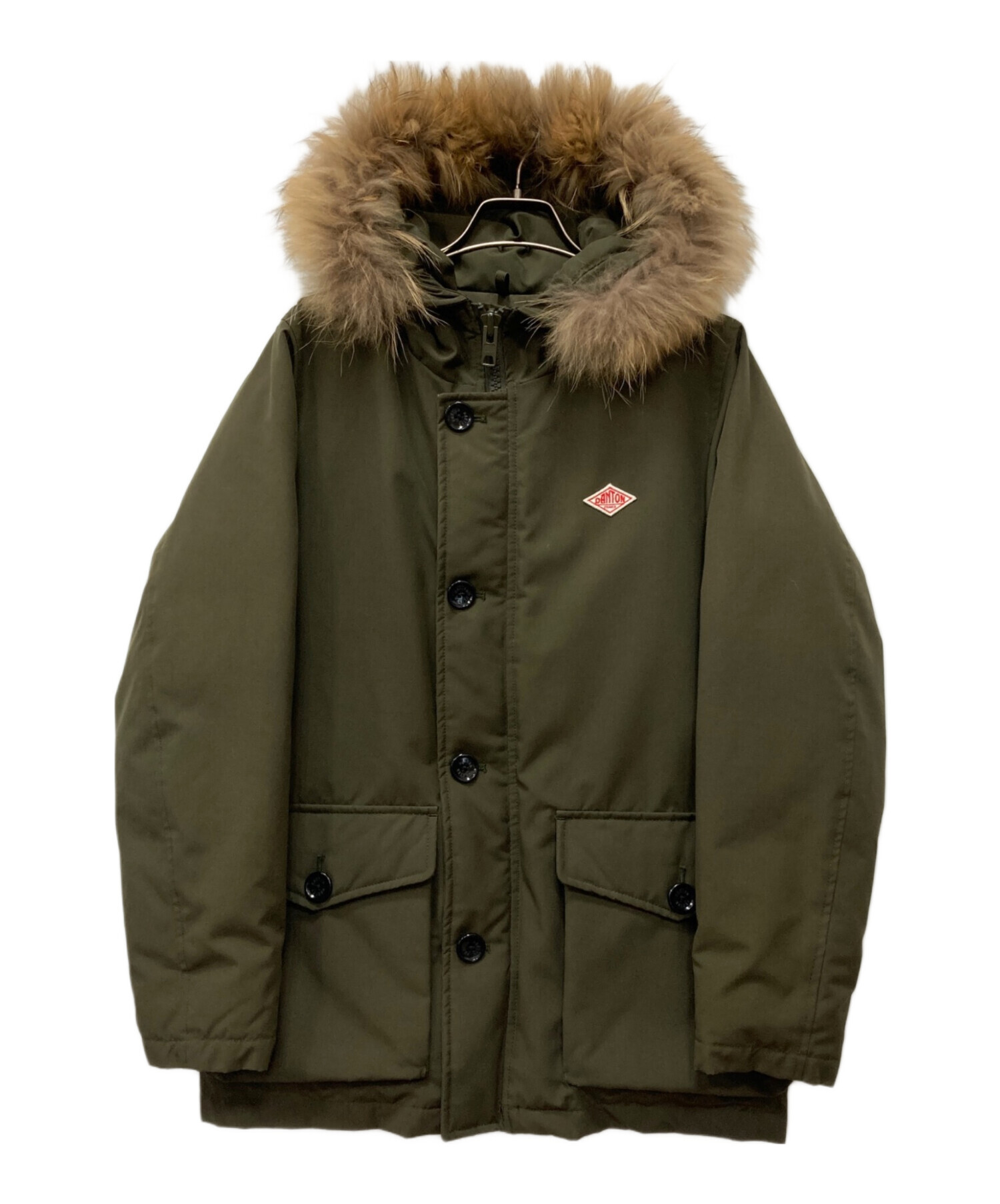 DANTON ダントン オリーブ モッズコート ファー付き 中古 中古・古着通販】DANTON (ダントン) ダウンジャケット オリーブ サイズ